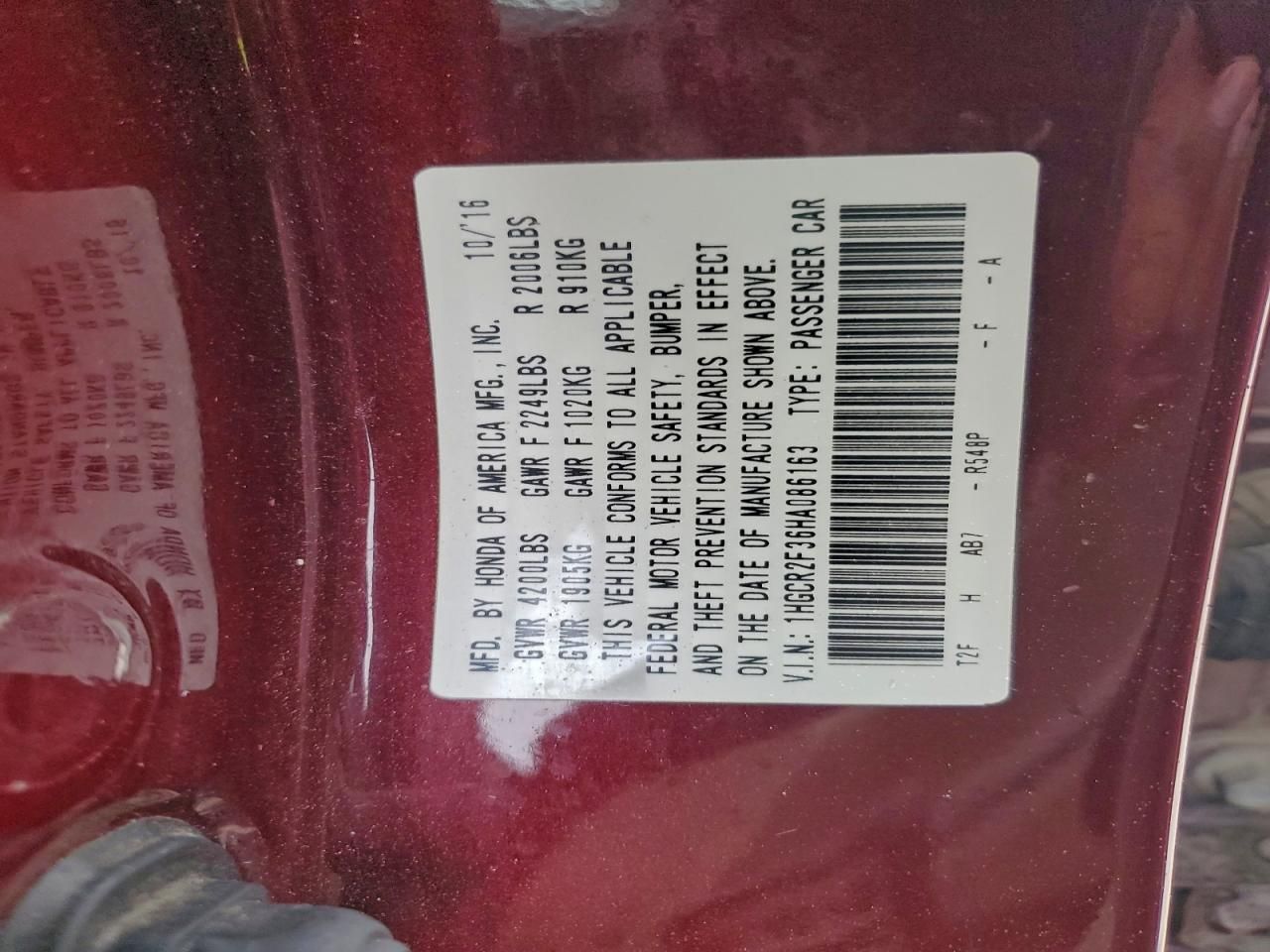 2017 Honda Accord lx