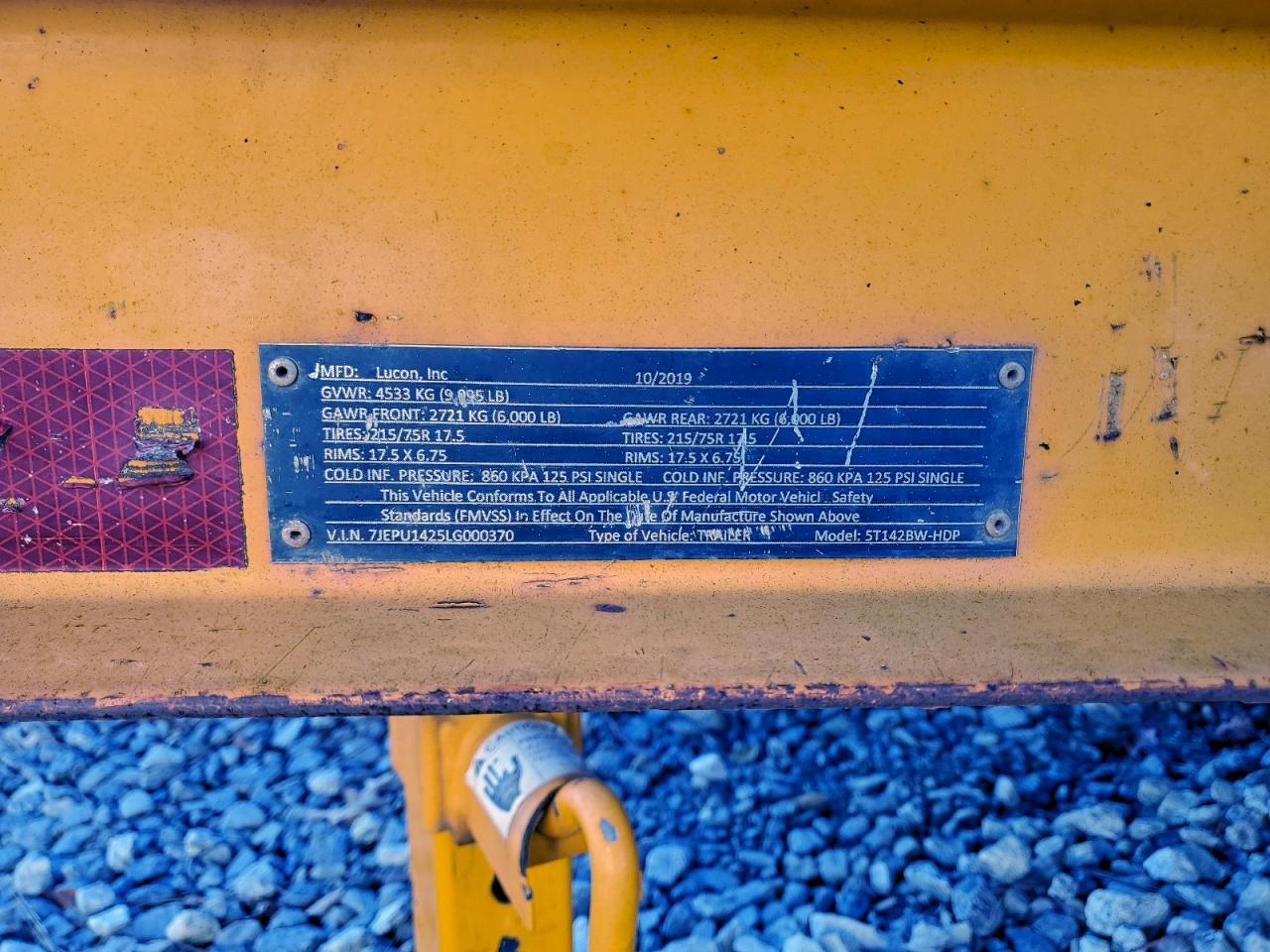 2020 Lucon 5T142BW-HDP Equipment Trailer