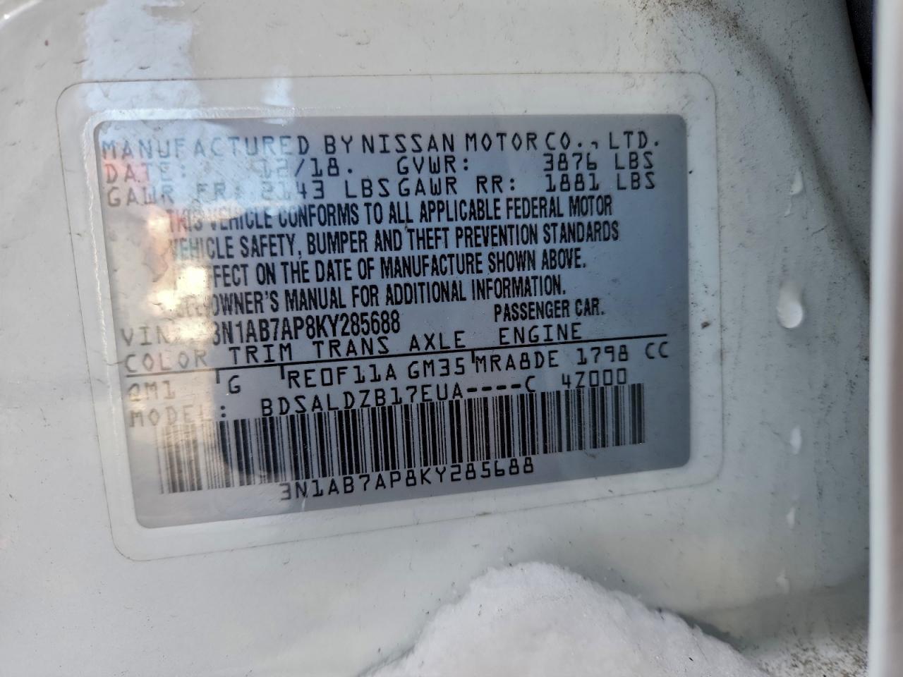 2019 Nissan Sentra s