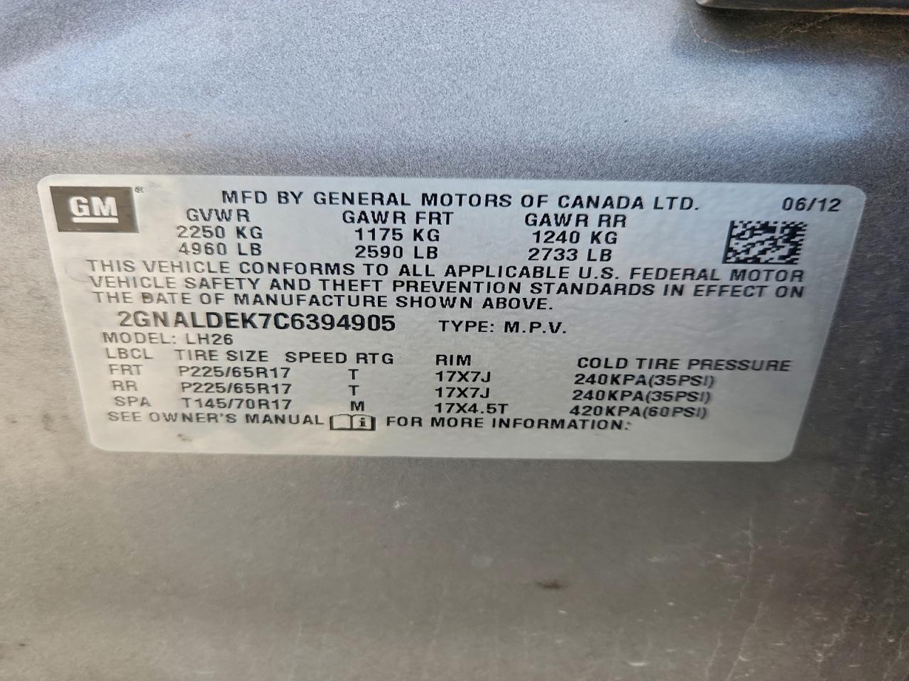 2012 Chevrolet Equinox lt