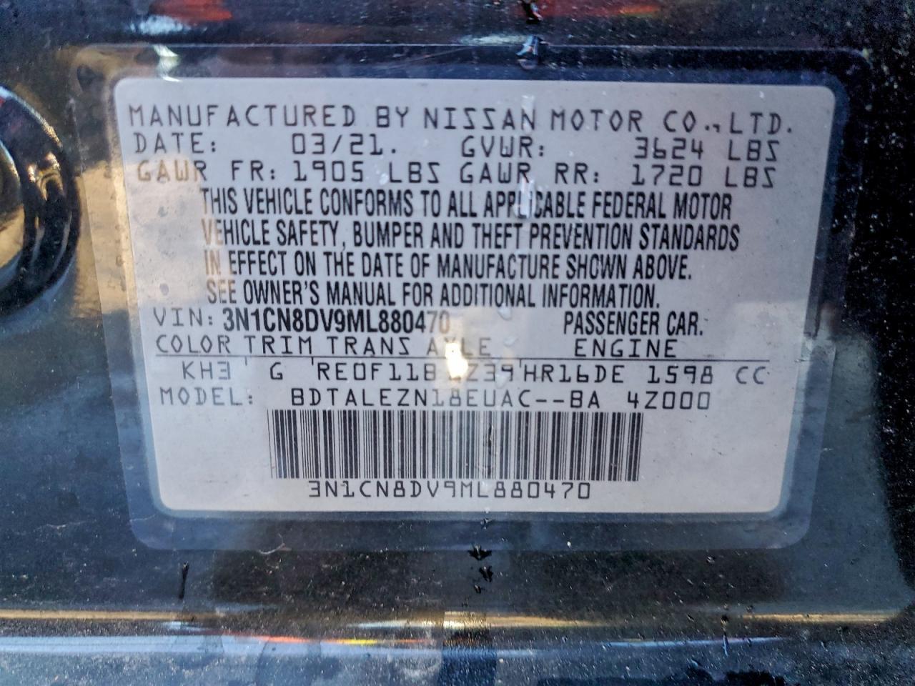 2021 Nissan Versa s