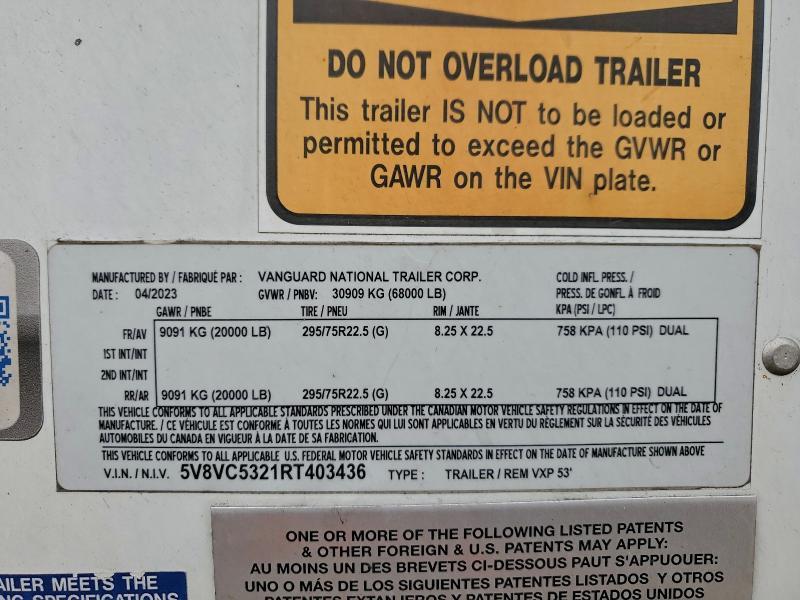 2024 Vanguard DRY Van Trailer