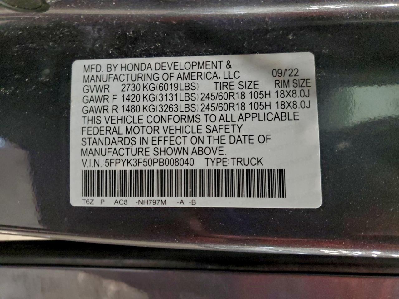 2023 Honda Ridgeline rtl