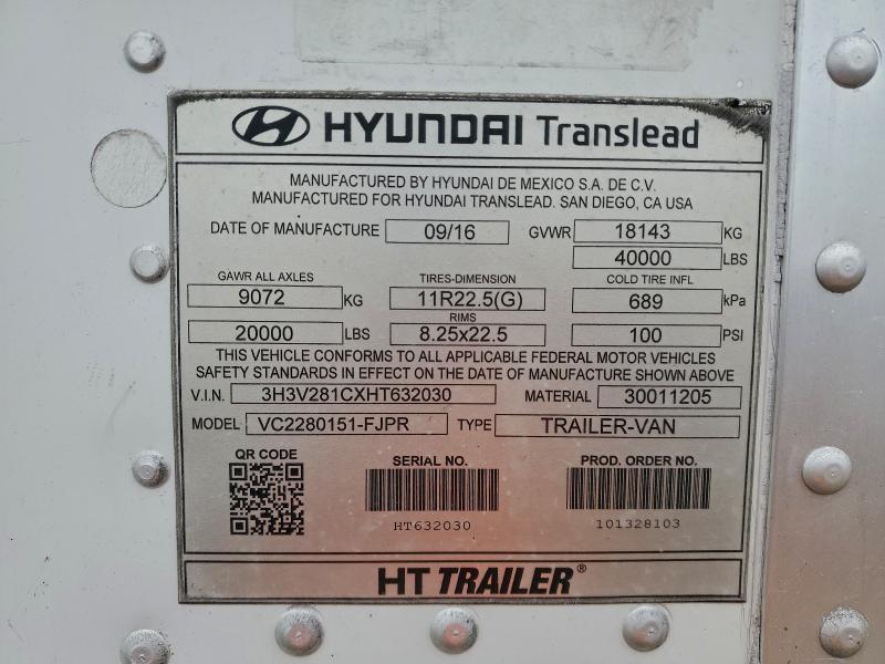 2017 Hyundai Trailers 2017 Hyundai Translead VC2280151-FJPR DRY Van Trai