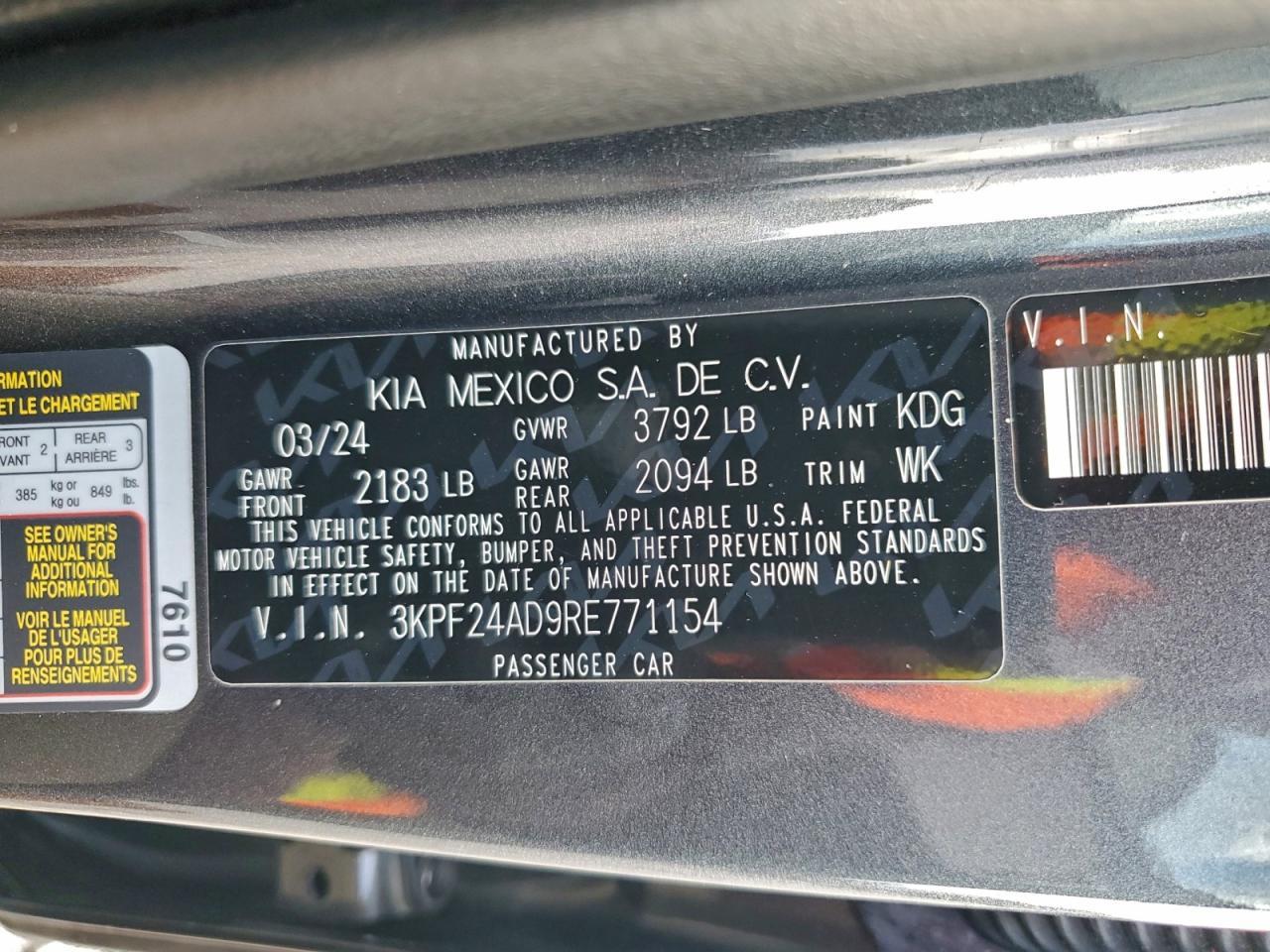 2024 KIA Forte lx