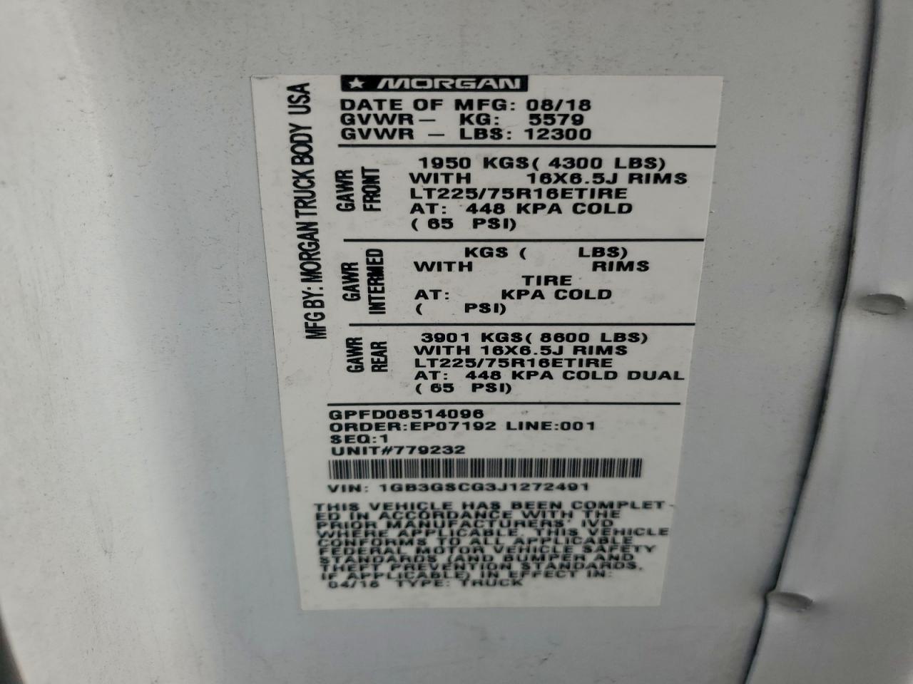 2018 Chevrolet Express G3500 Delivery Truck