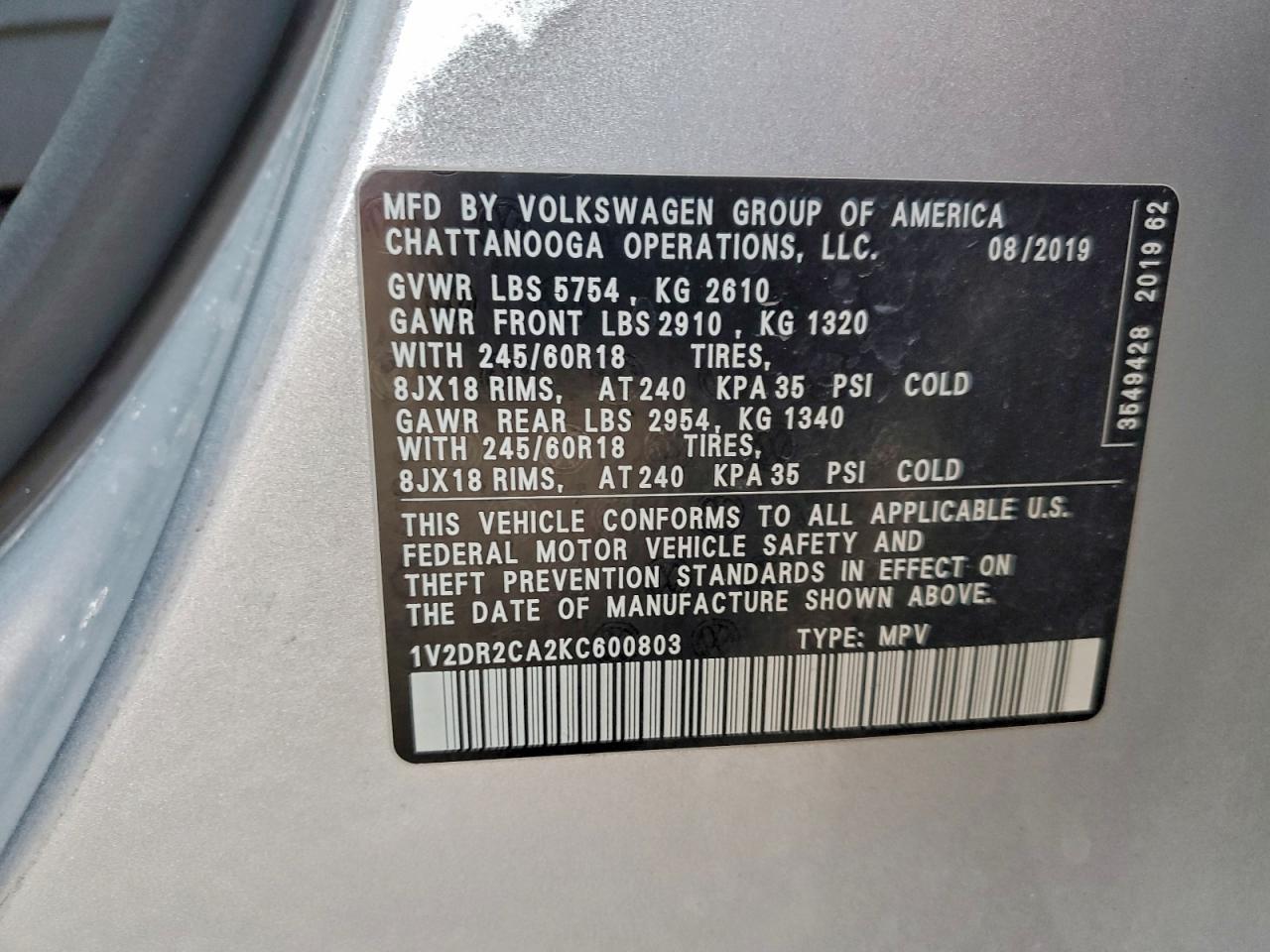 2019 Volkswagen Atlas se