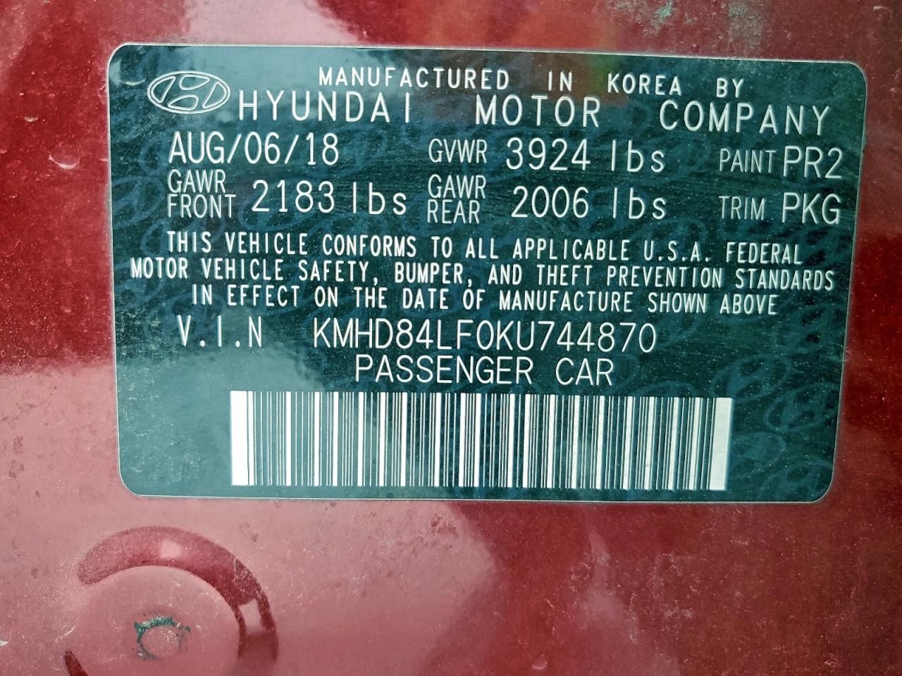 2019 Hyundai Elantra sel