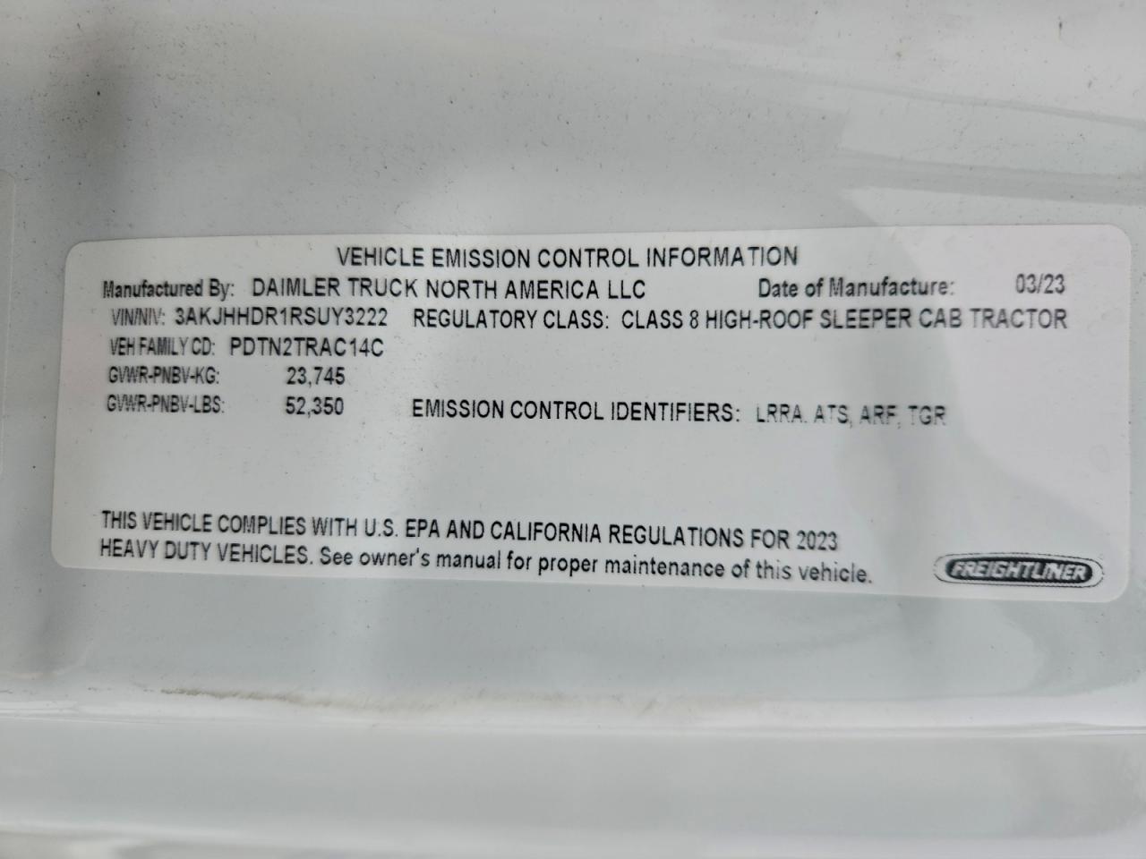 2024 Freigliner 2024 Freightliner Cascadia 126