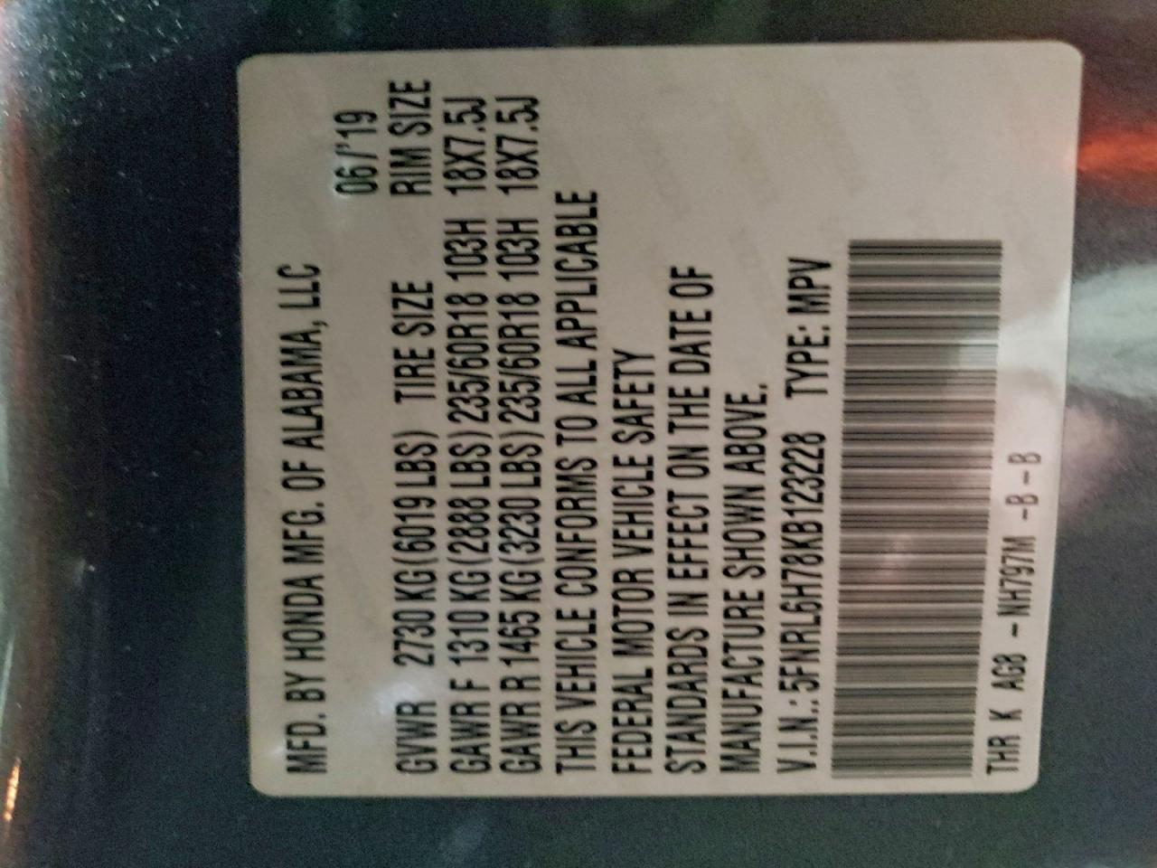 2019 Honda Odyssey exl