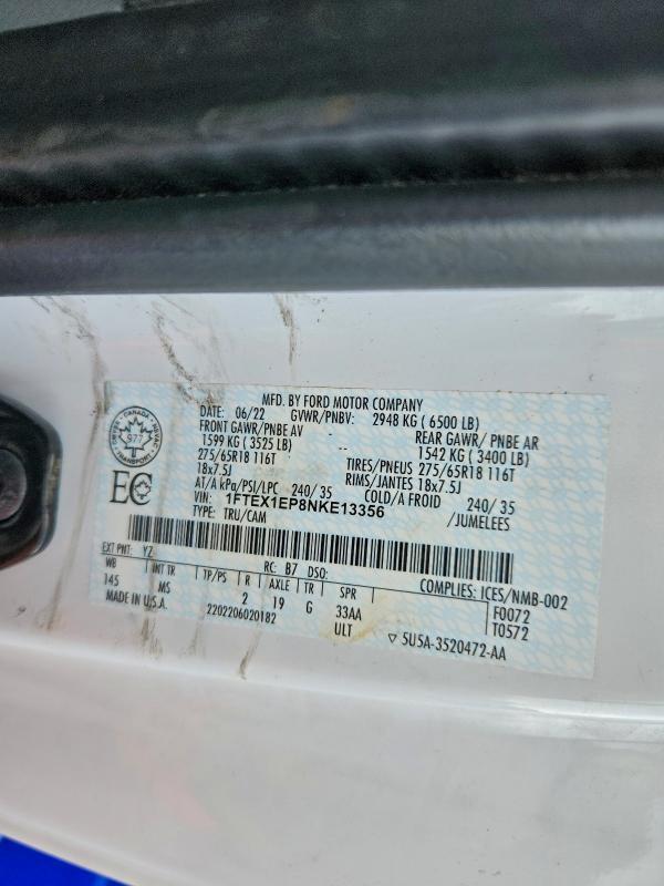 2022 Ford F150 Super cab