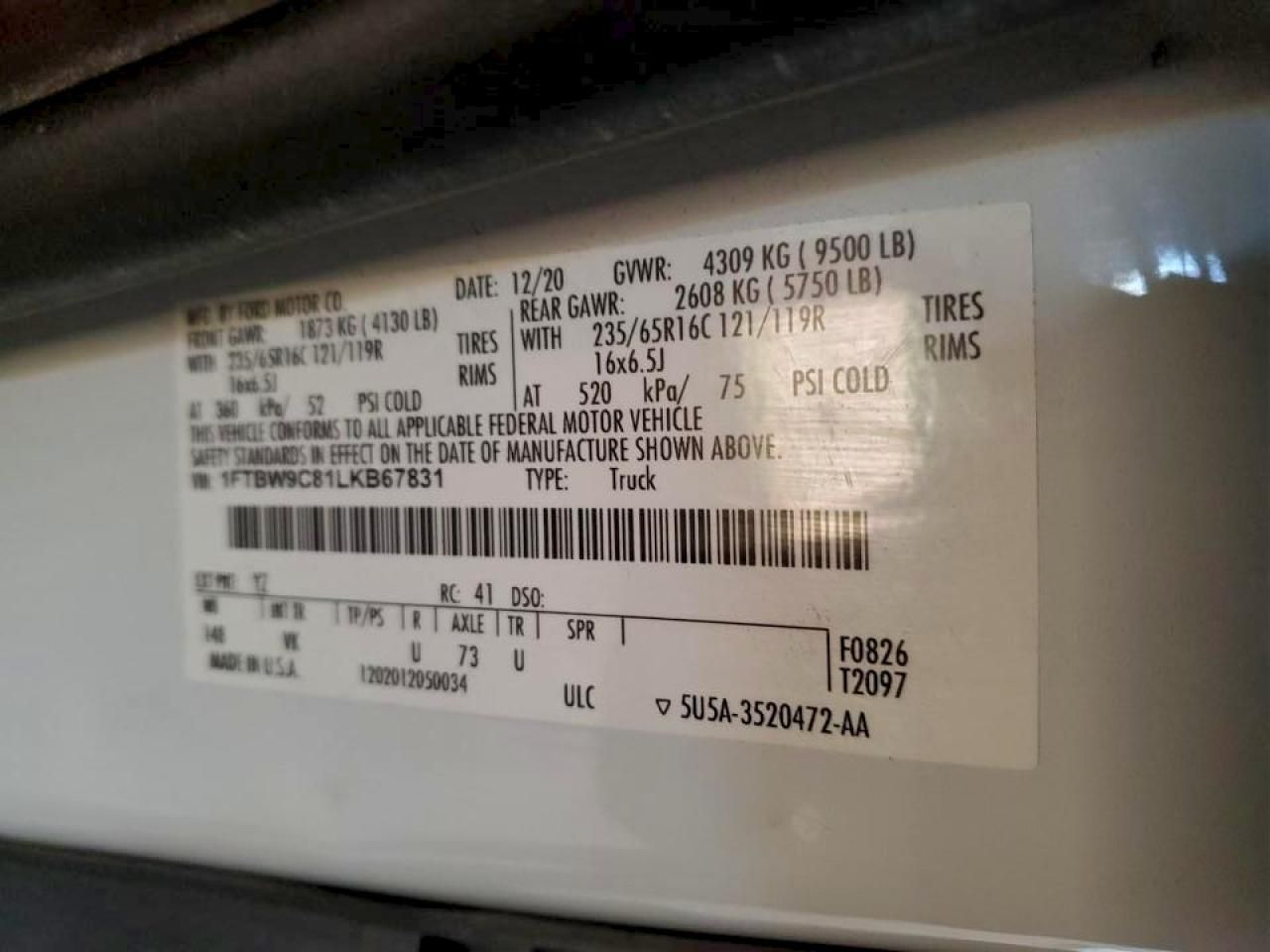 2020 Ford Transit T-350 Delivery Van