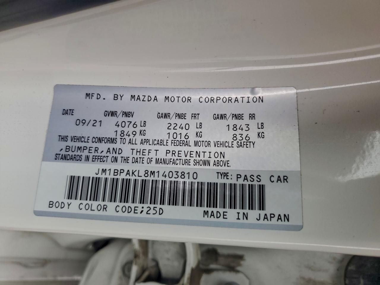 2021 Mazda 3 Select