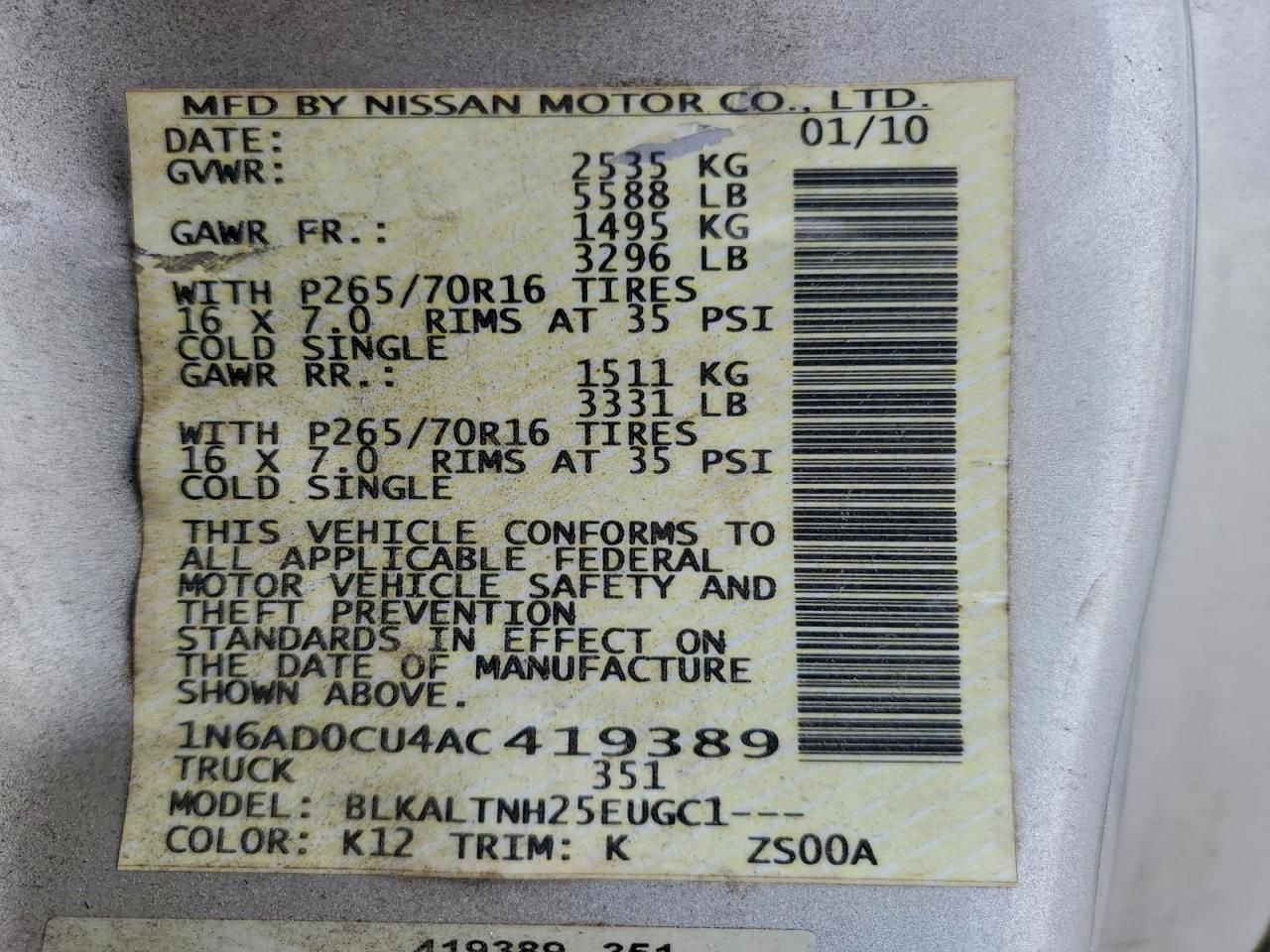 2010 Nissan Frontier King Cab SE