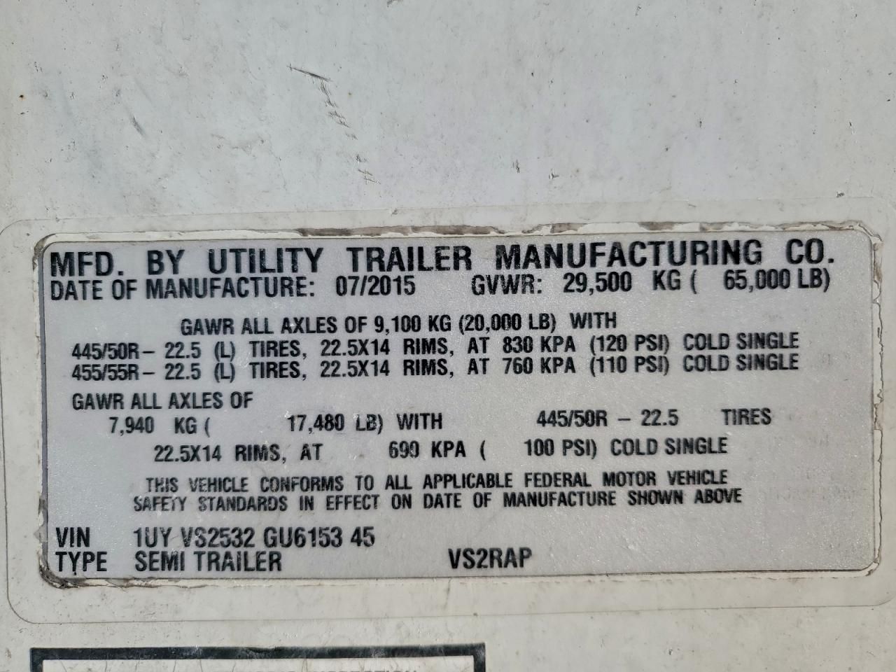 2016 Utility VS2RAP Refrigerated Van Trailer