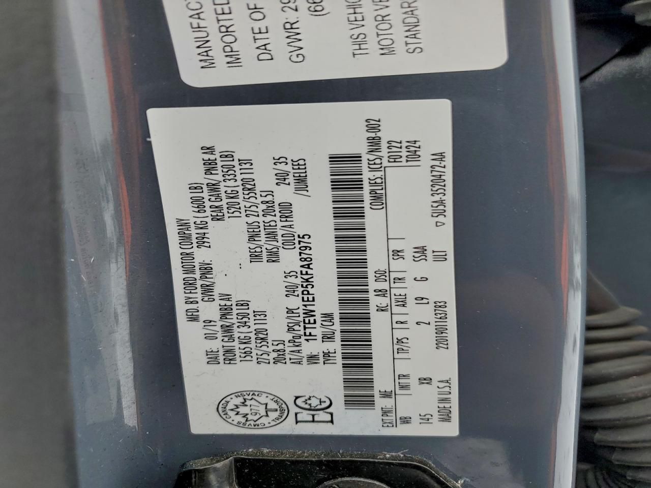 2019 Ford F150 Supercrew