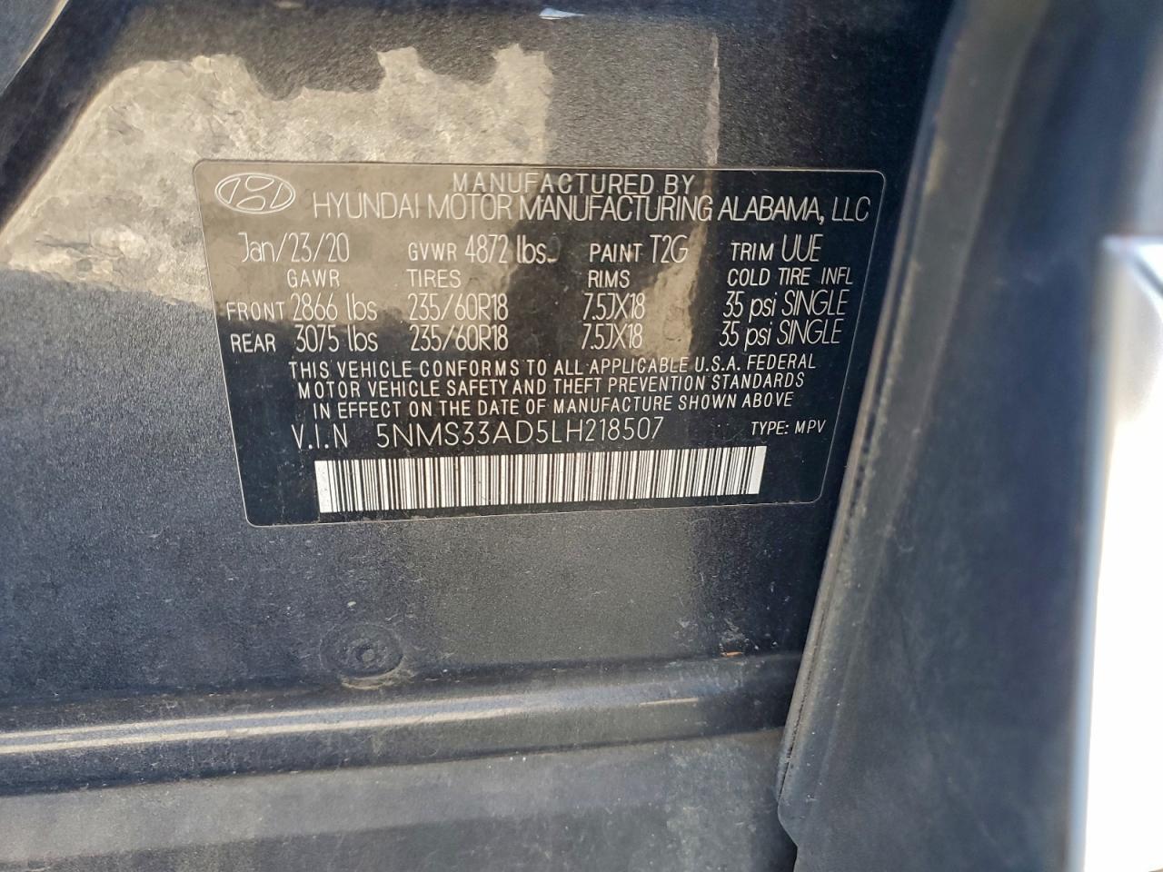 2020 Hyundai Santa fe sel