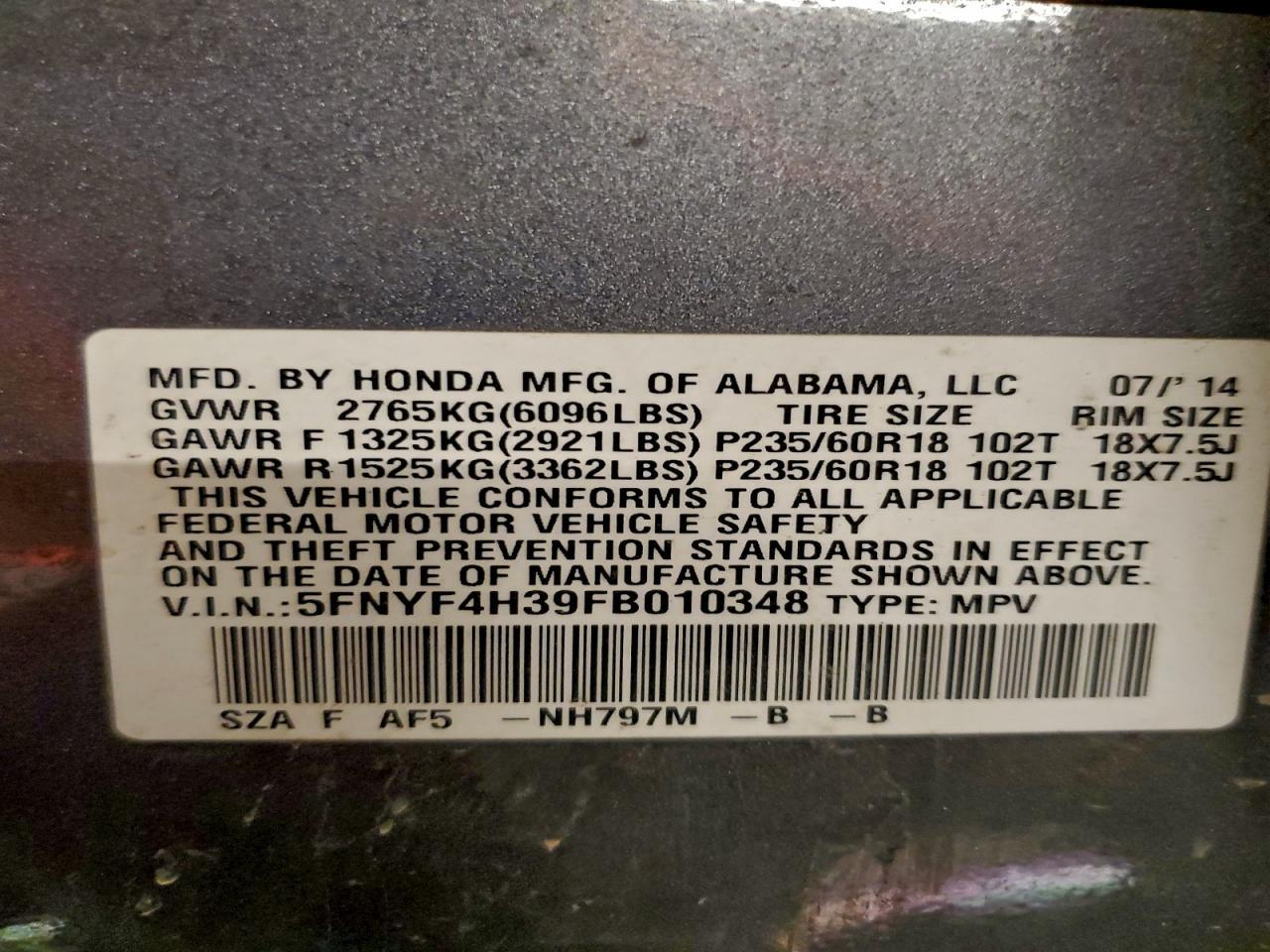 2015 Honda Pilot se