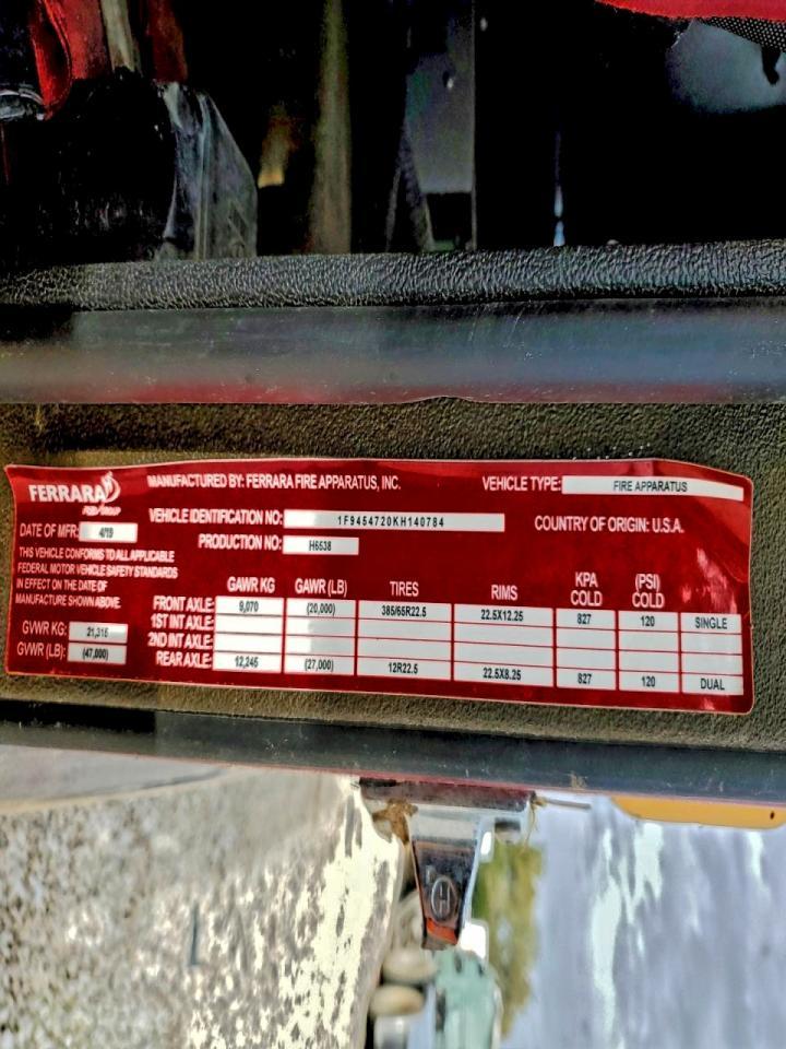 2019 Ferrara Fire Apparatus Fire Truck