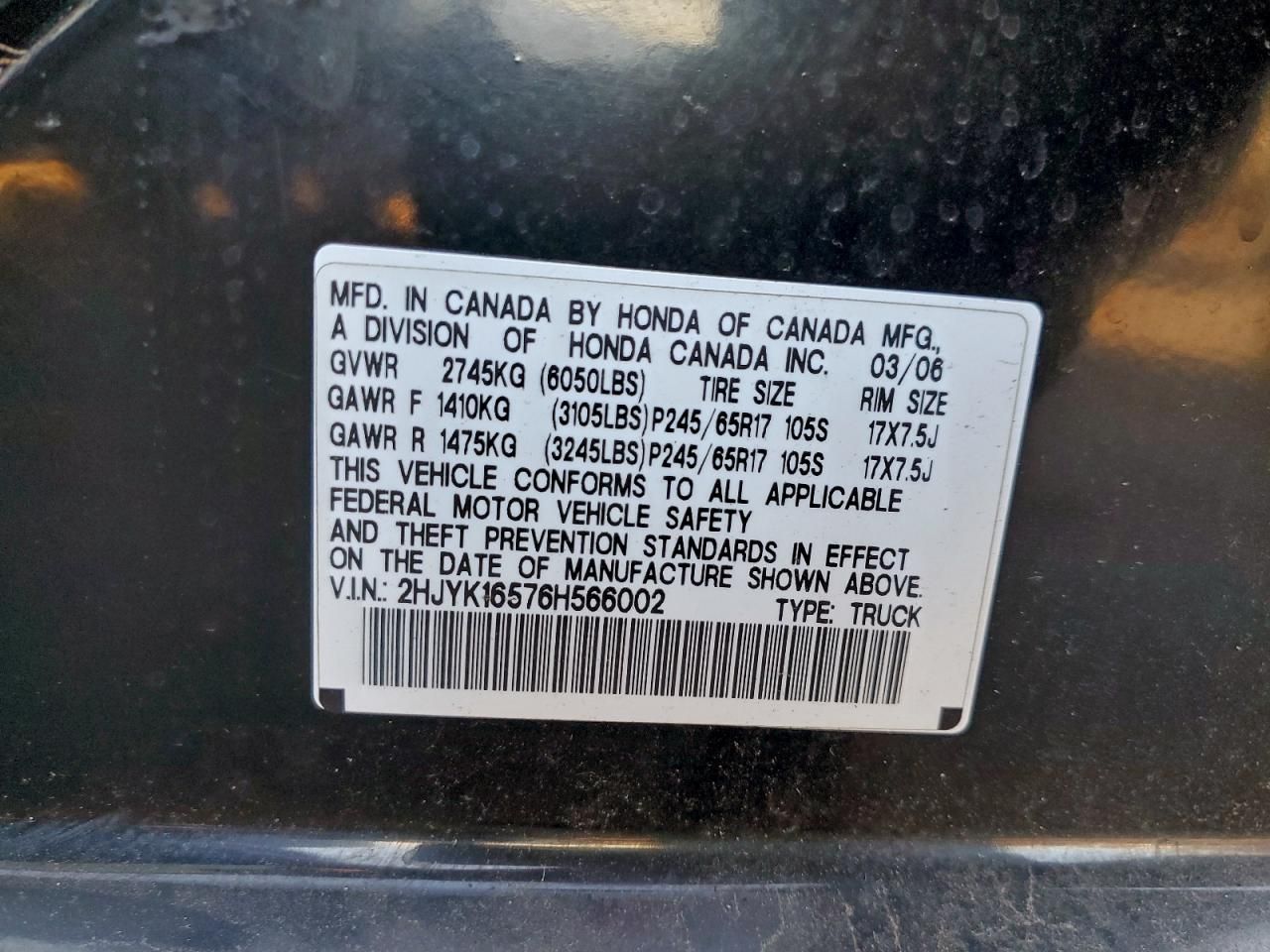 2006 Honda Ridgeline RTL