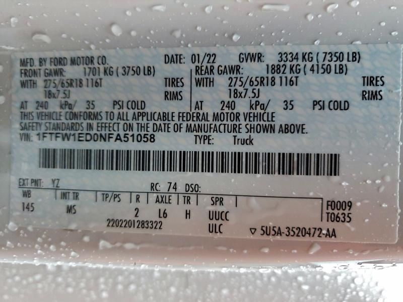 2022 Ford F150 Supercrew