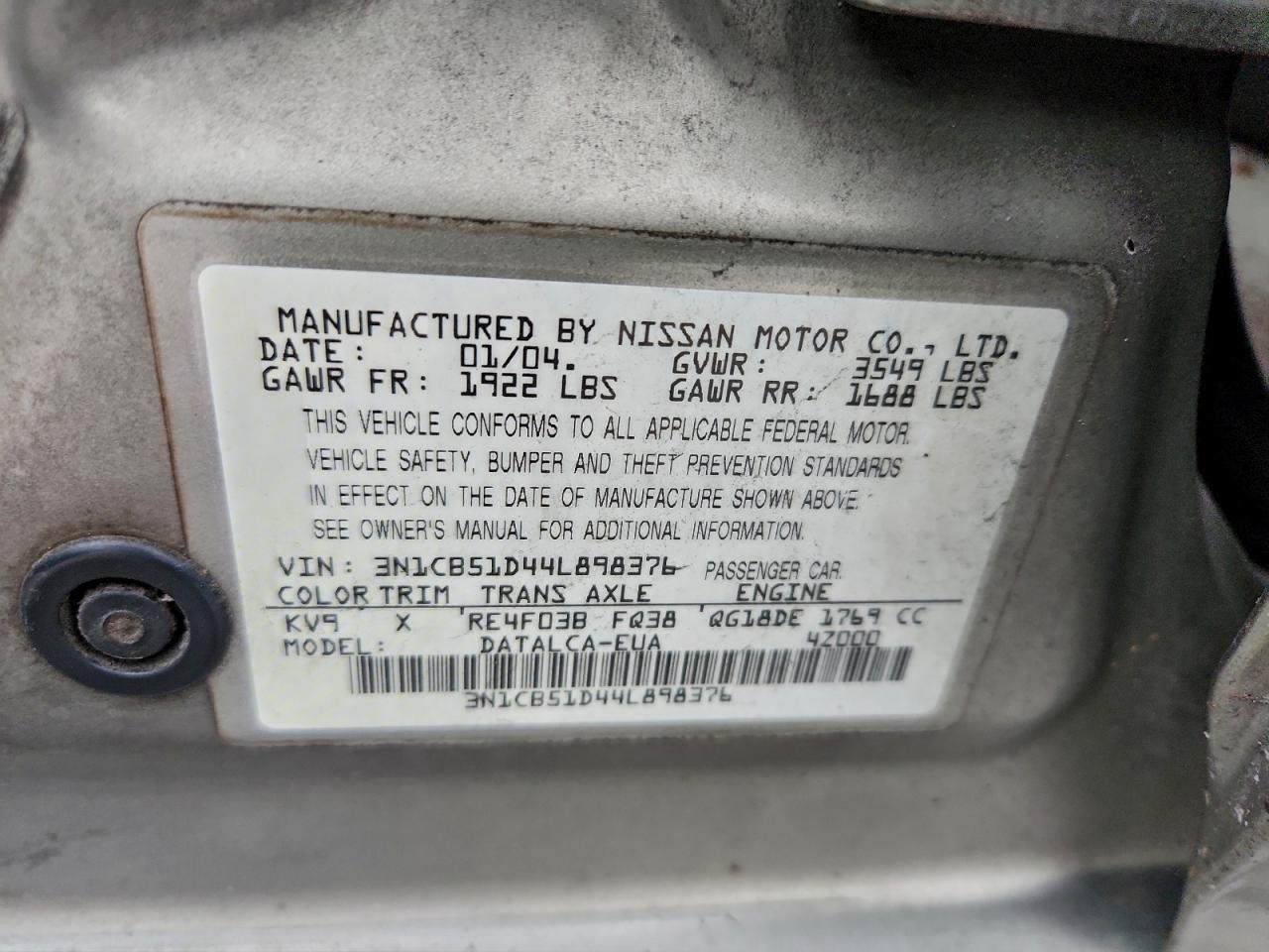 2004 Nissan Sentra 1.8