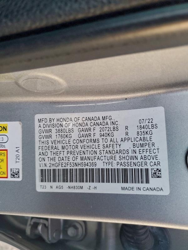 2022 Honda Civic Sport