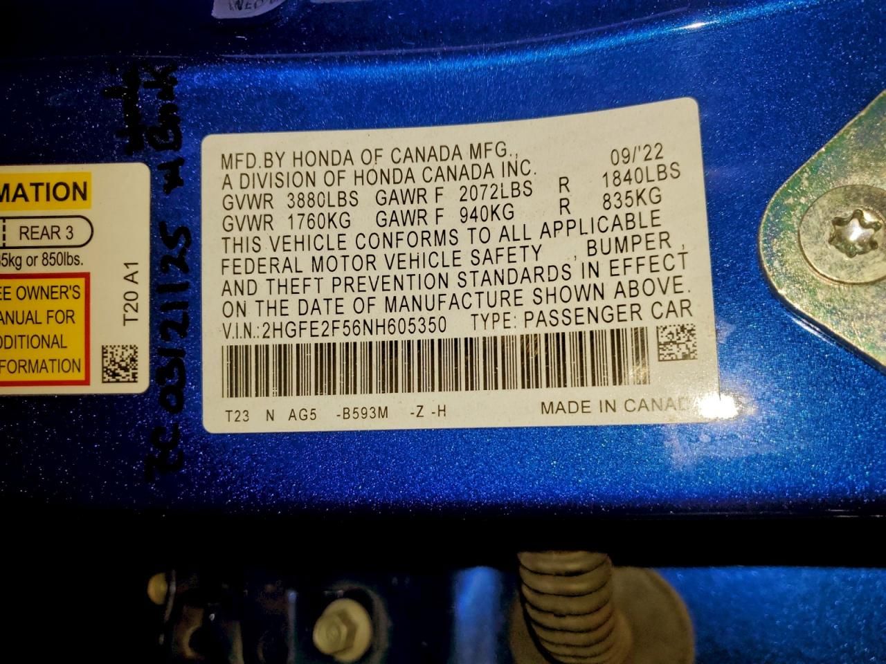 2022 Honda Civic Sport