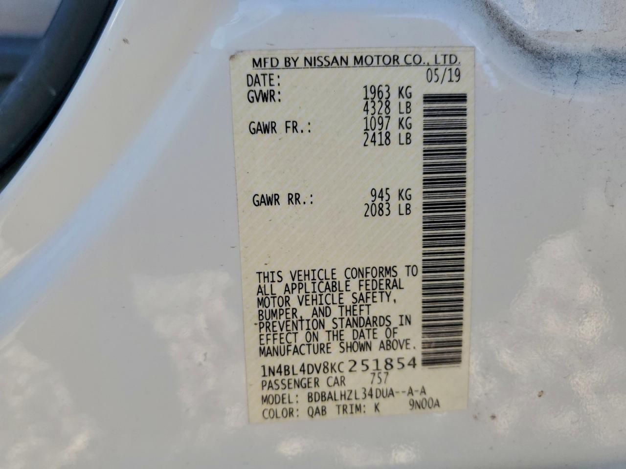 2019 Nissan Altima sv