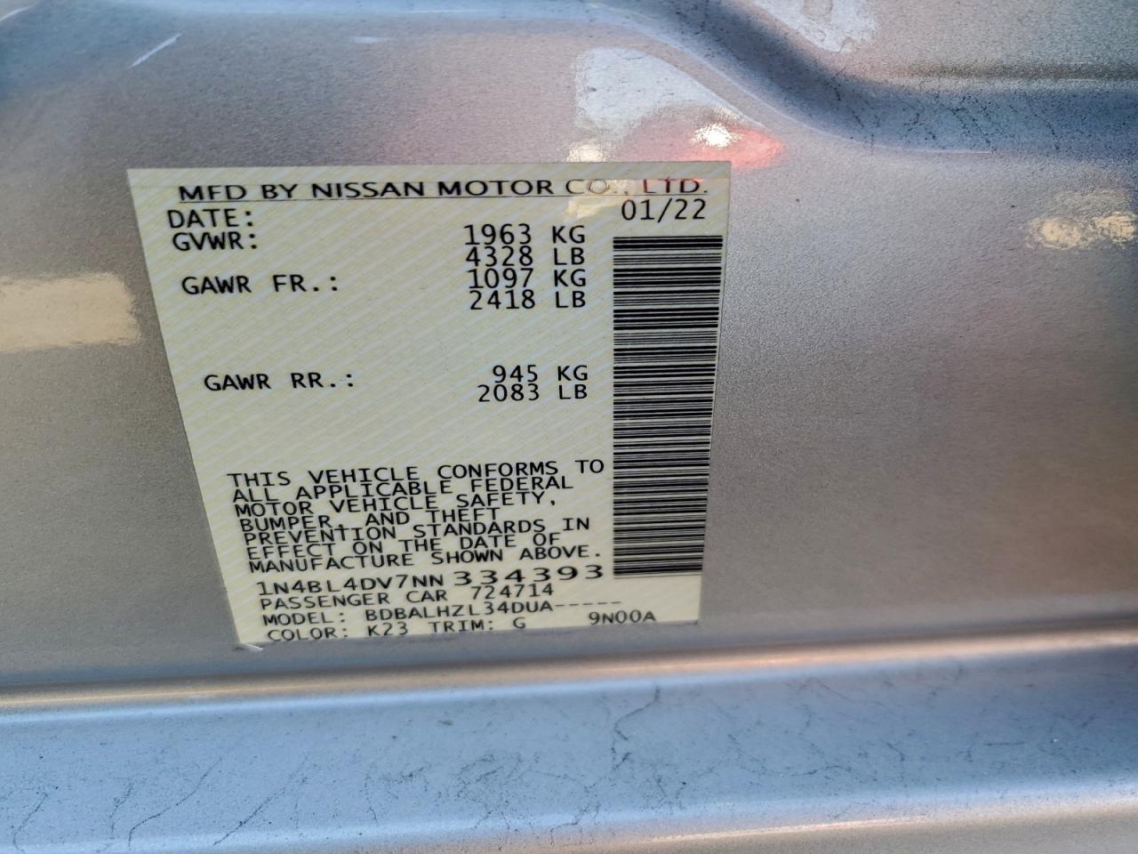 2022 Nissan Altima sv