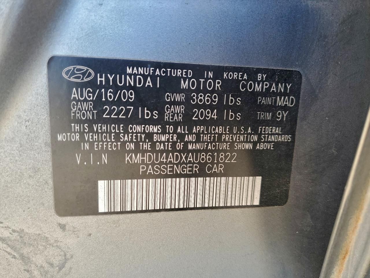 2010 Hyundai Elantra Blue