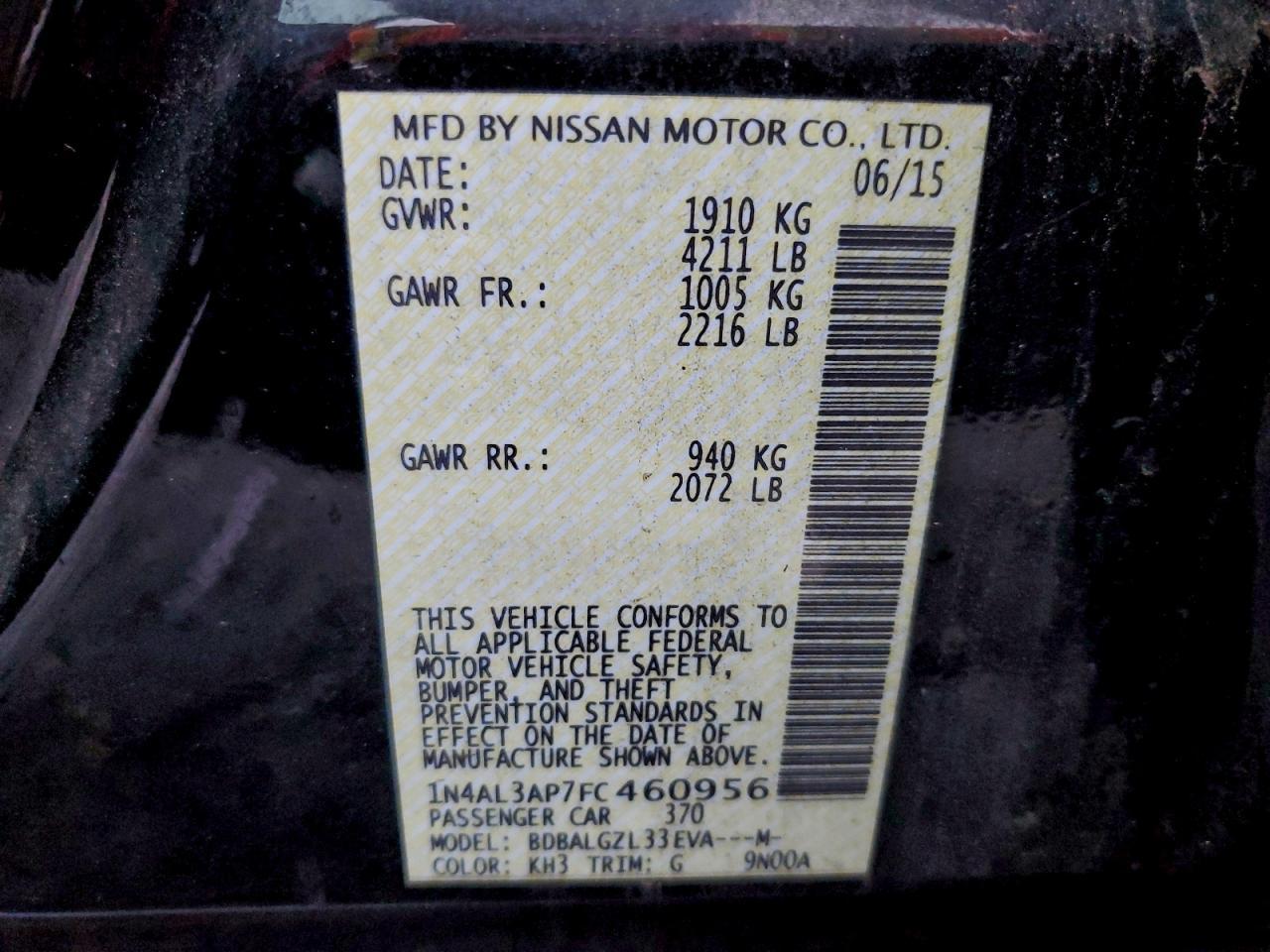 2015 Niss Altima 2.5 s