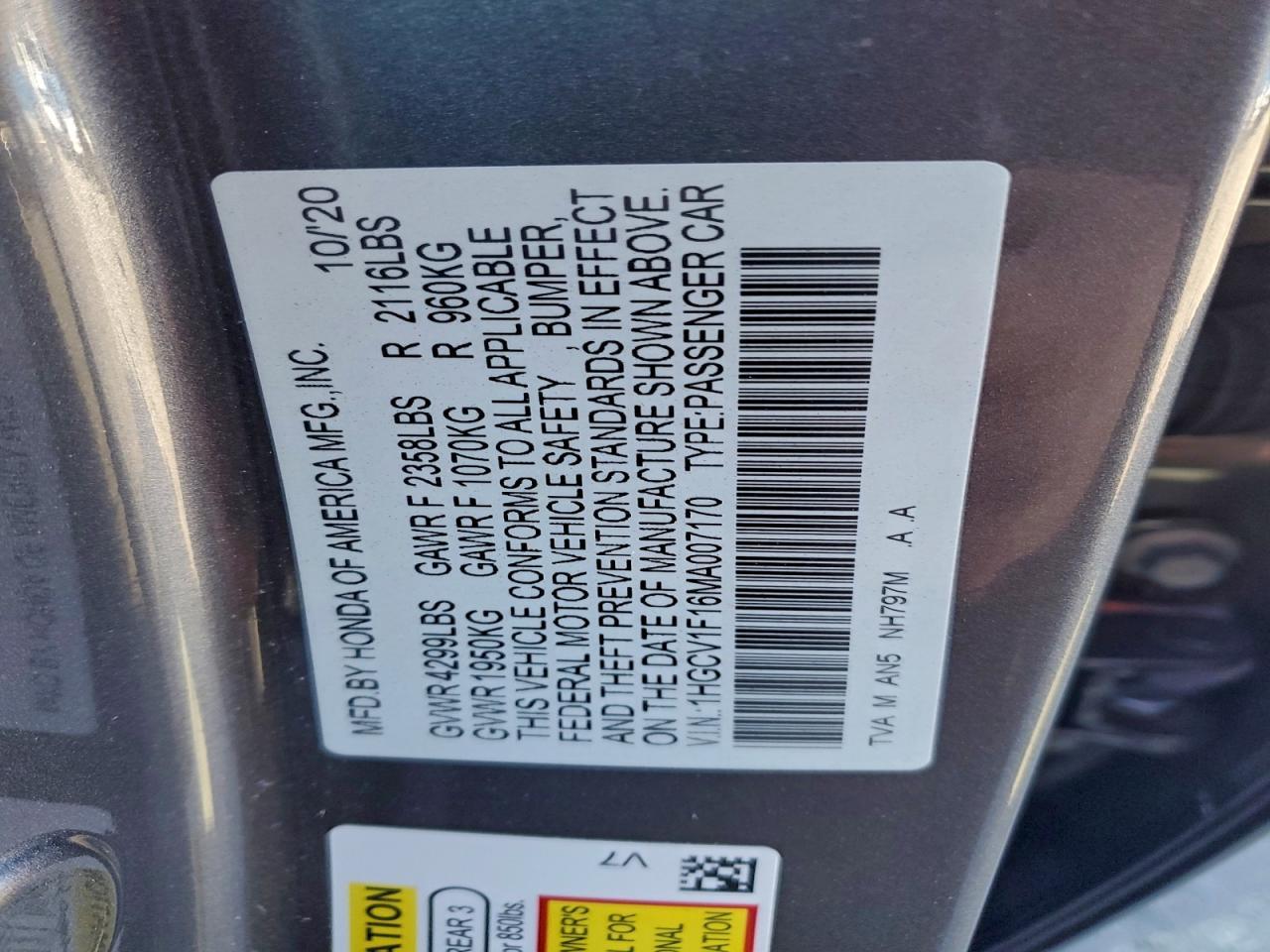 2021 Honda Accord lx