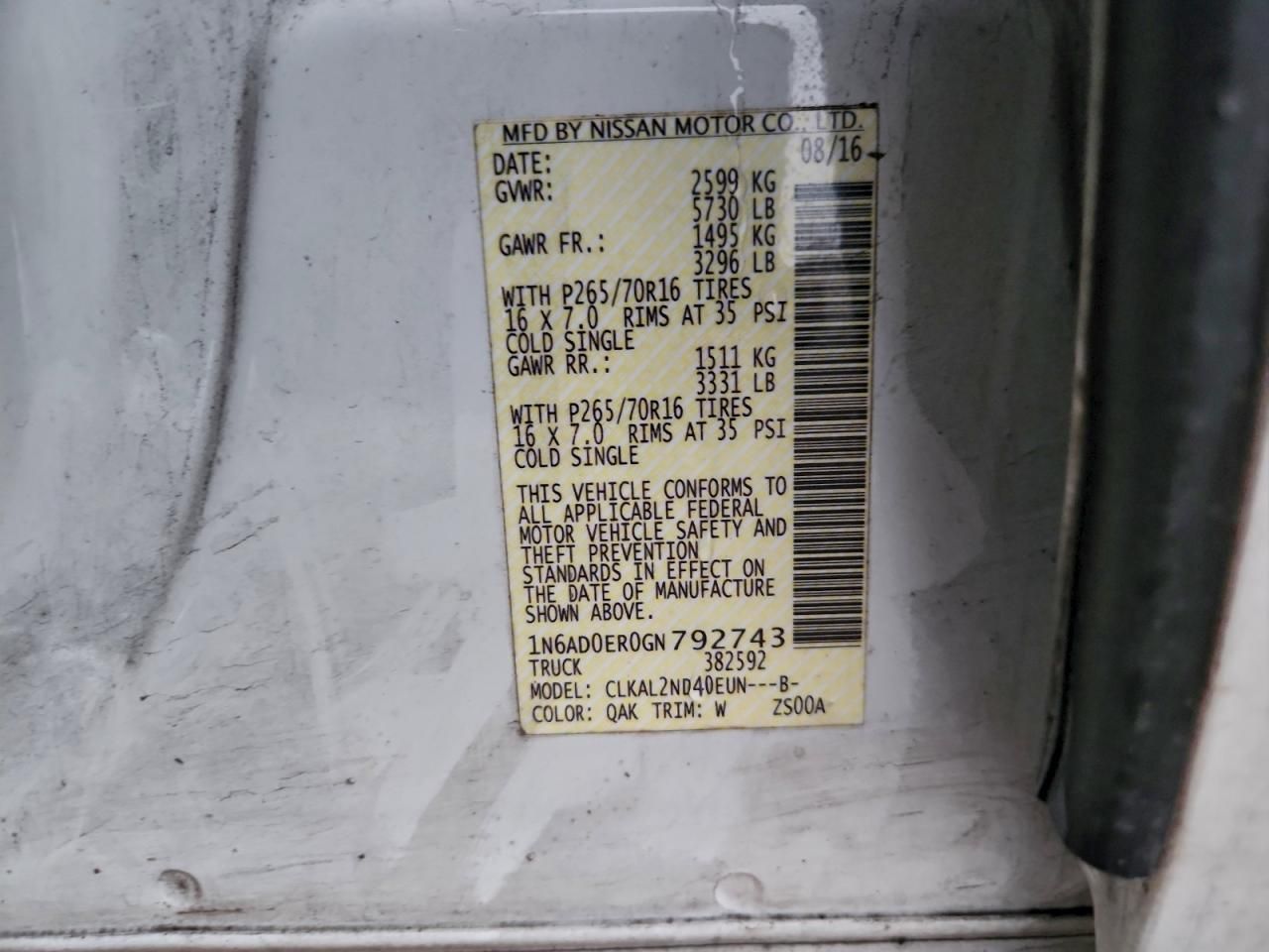 2016 Nissan Frontier s