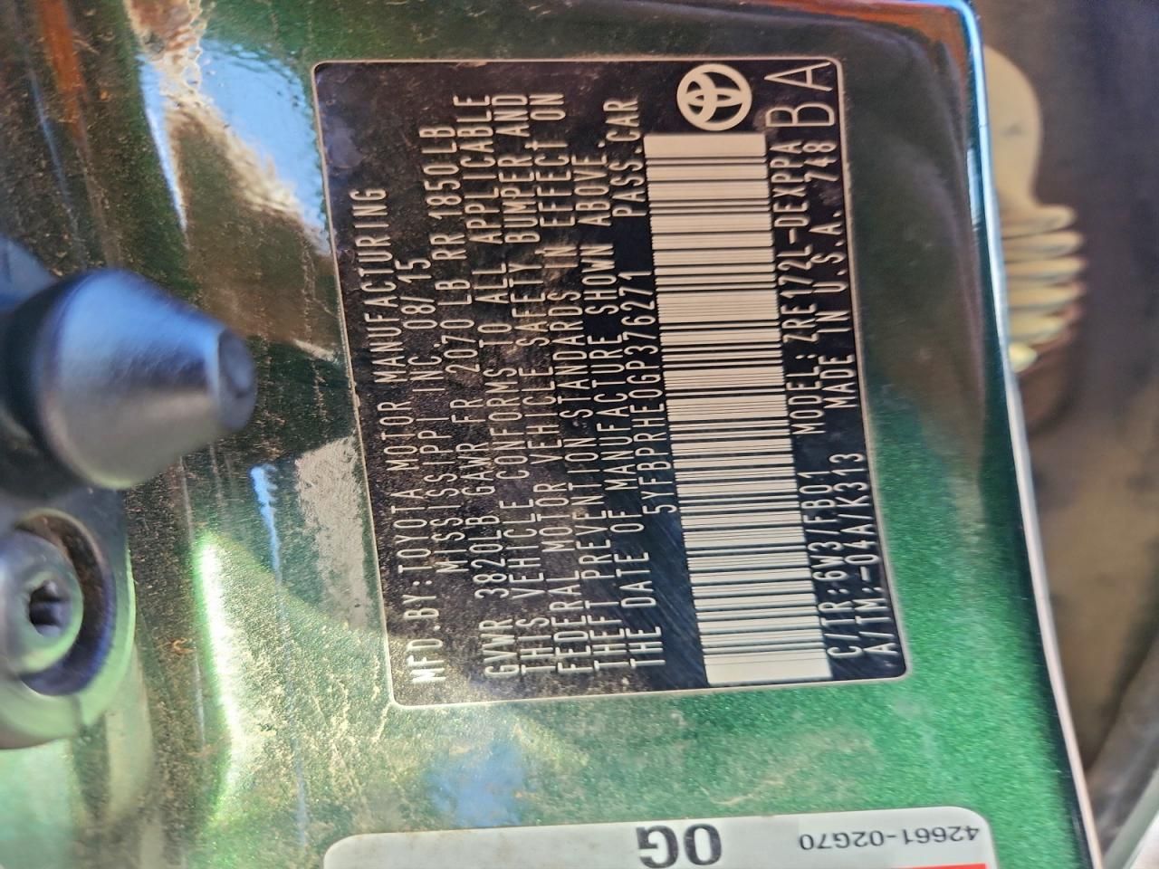 2016 Toyota Corolla eco