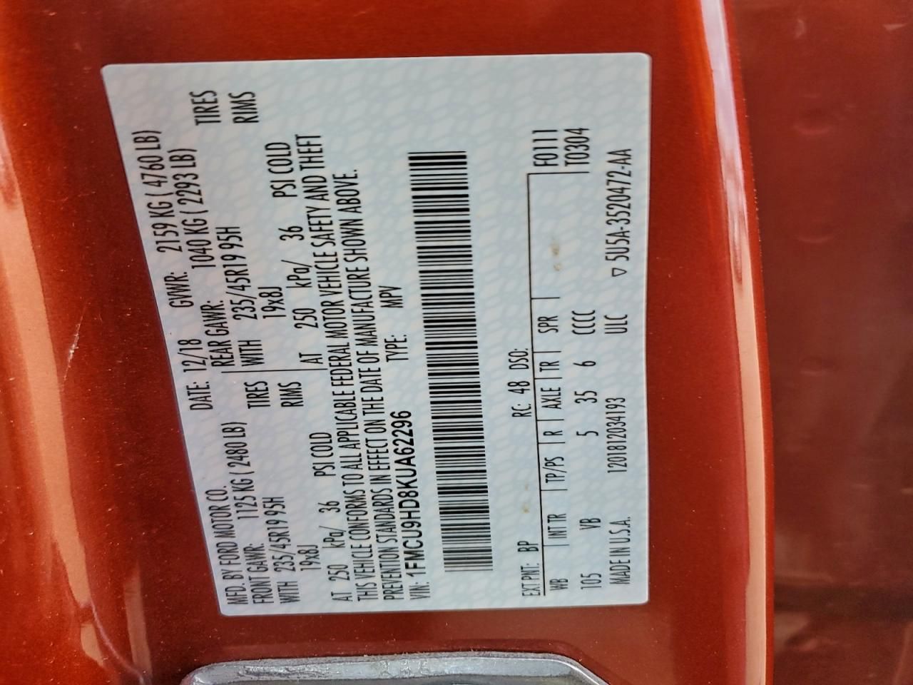 2019 Ford Escape sel