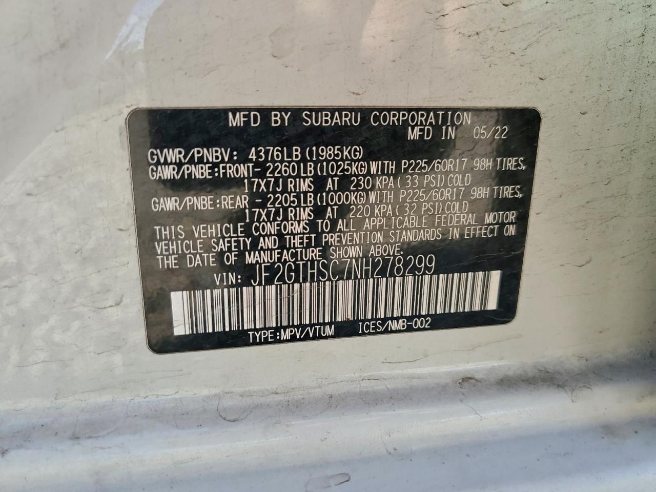 2022 Subaru Crosstrek Sport