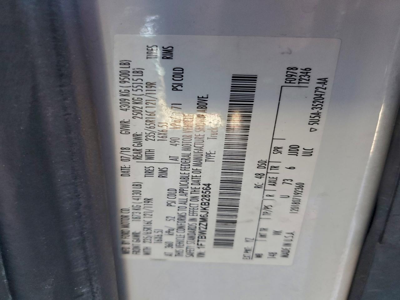 2018 Ford Transit Van T-350 LO