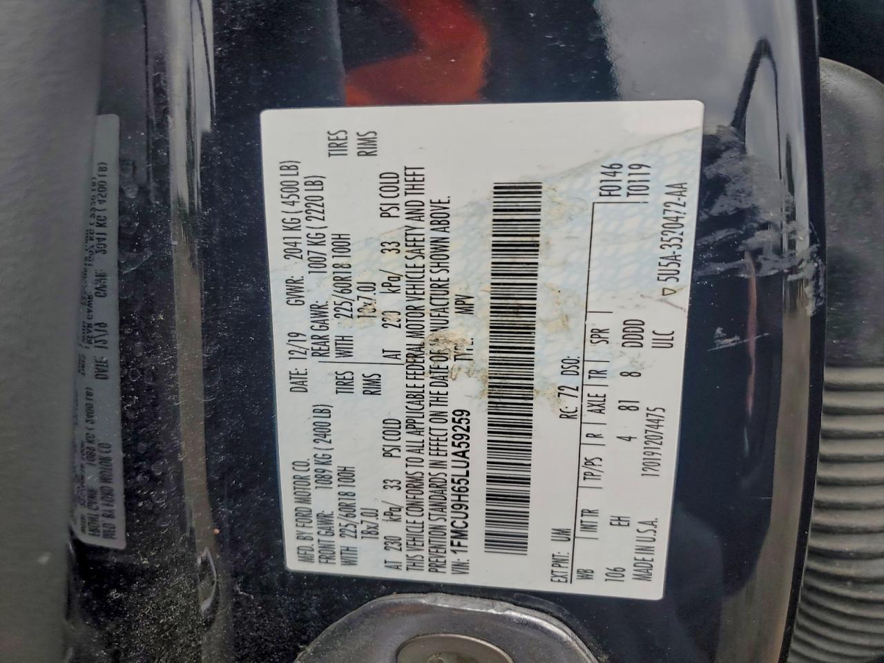 2020 Ford Escape sel
