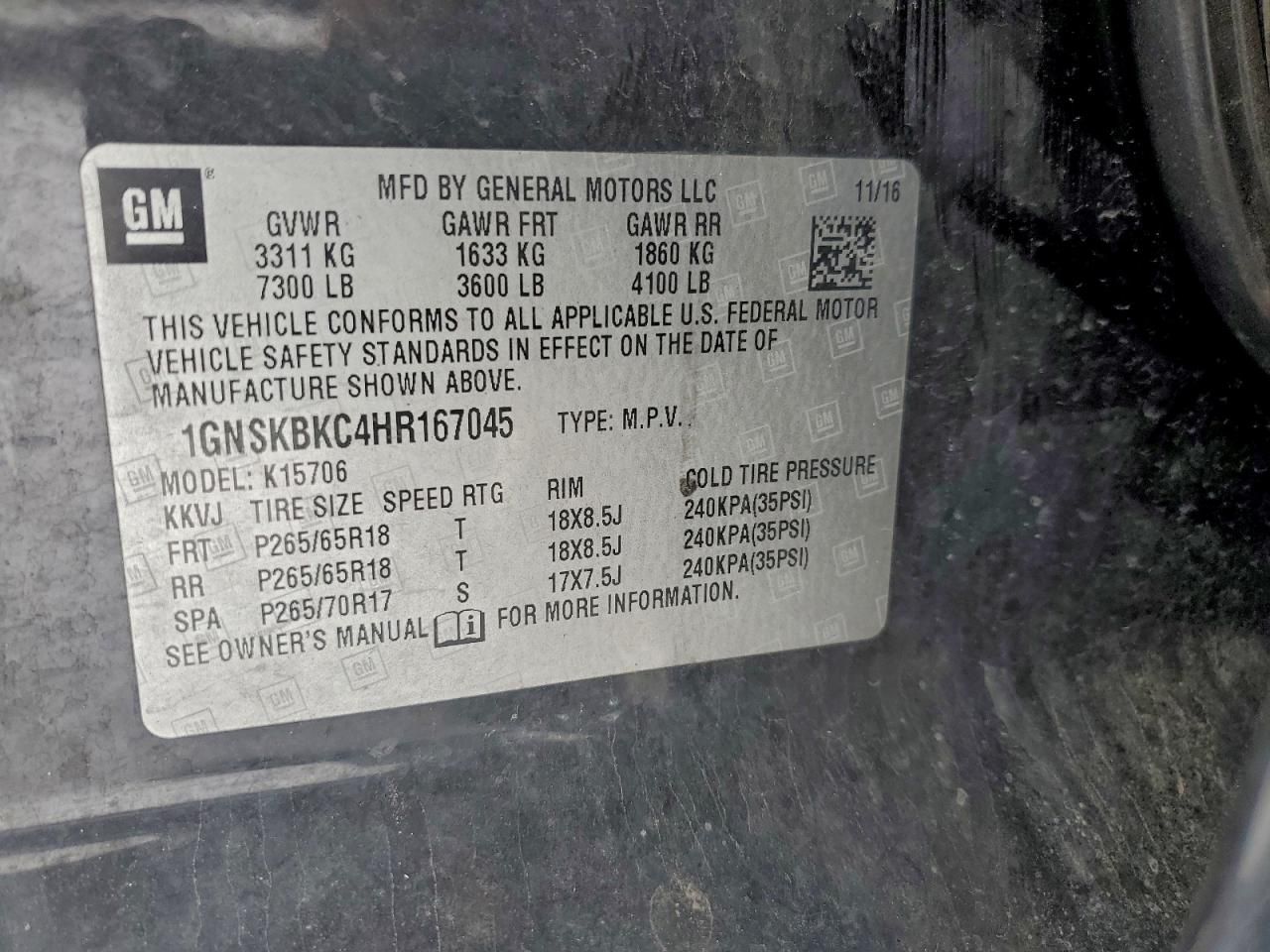 2017 Chevrolet Tahoe K1500 lt