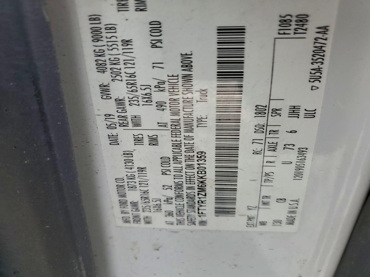 2019 Ford Transit T-250