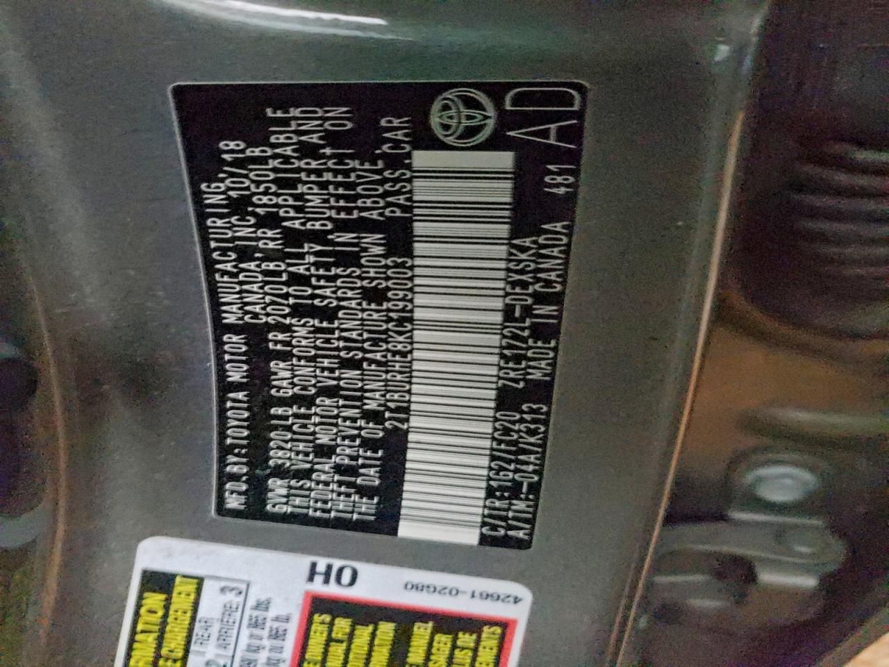 2019 Toyota Corolla l