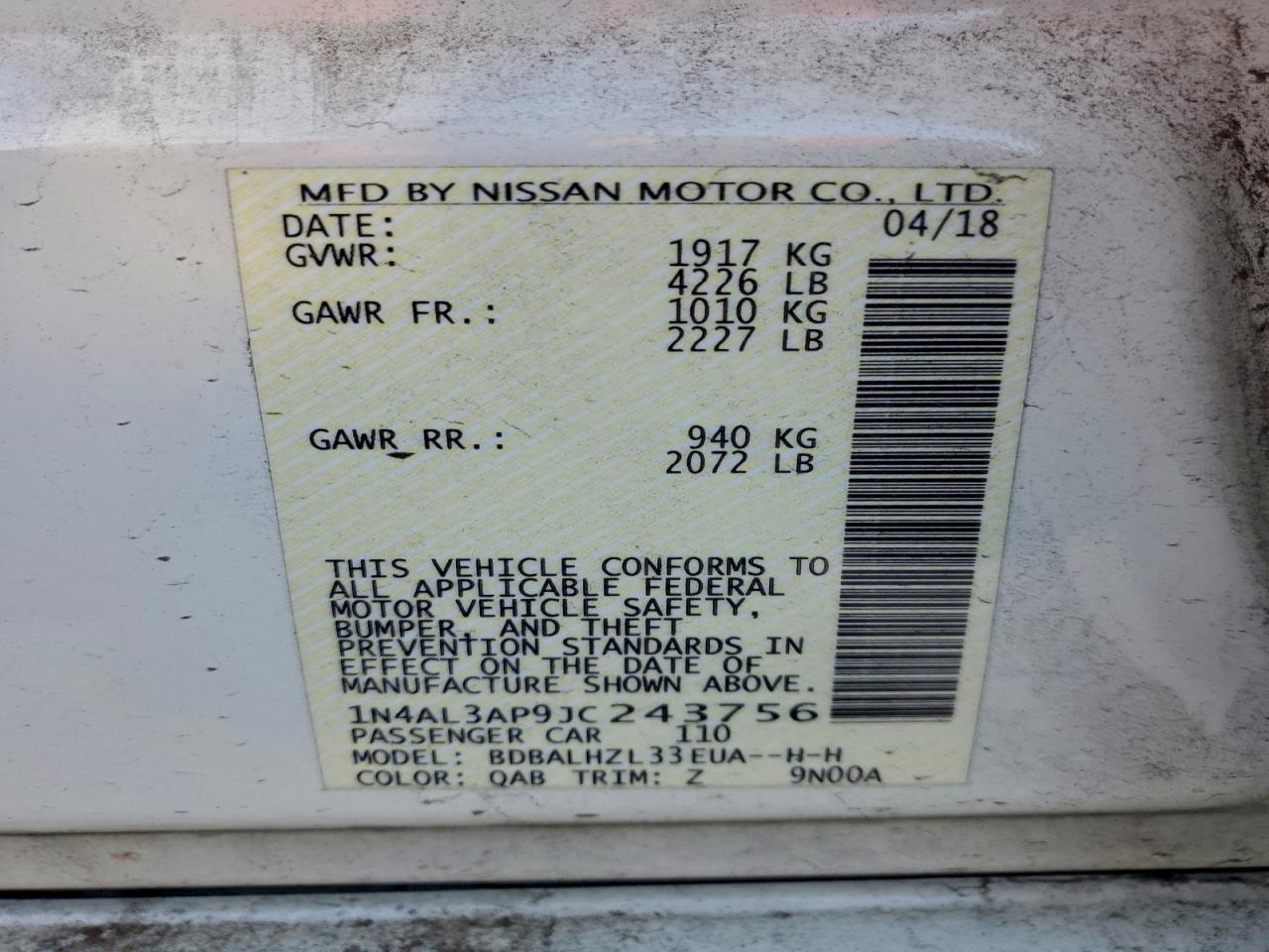 2018 Niss Altima 2.5