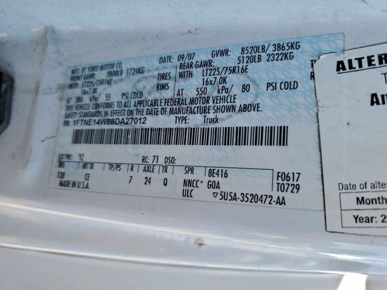 2008 Ford E150 Delivery van