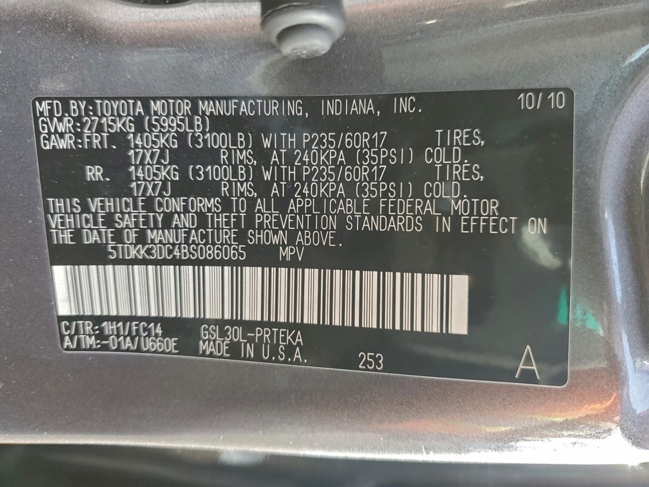 2011 Toyota Sienna le