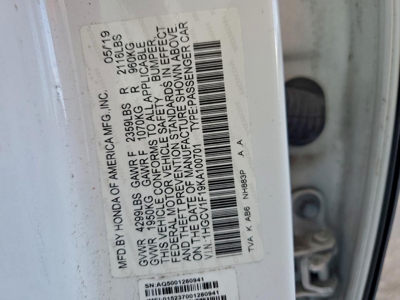 2019 Honda Accord lx