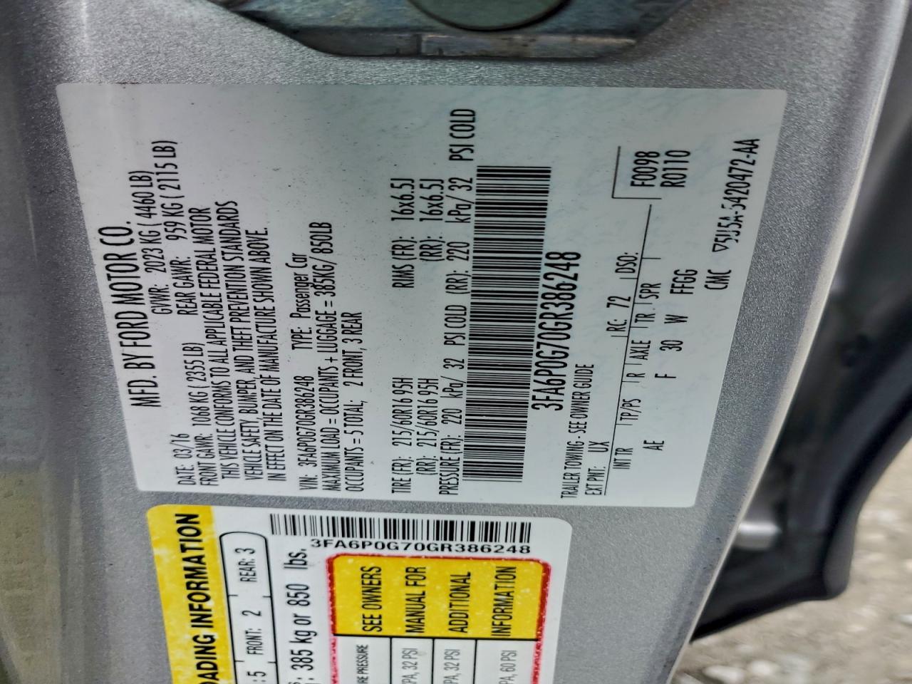 2016 Ford Fusion s
