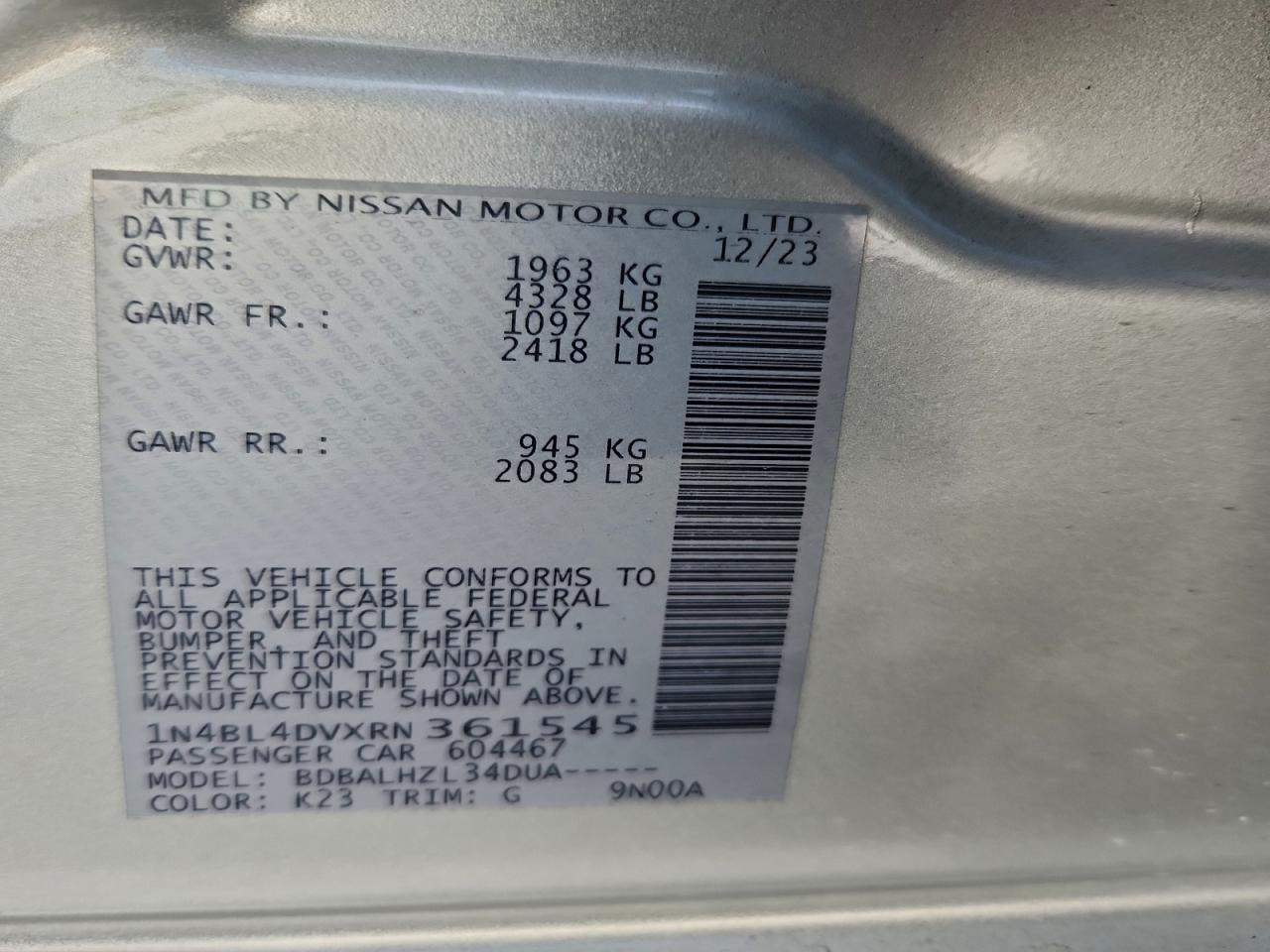2024 Nissan Altima sv