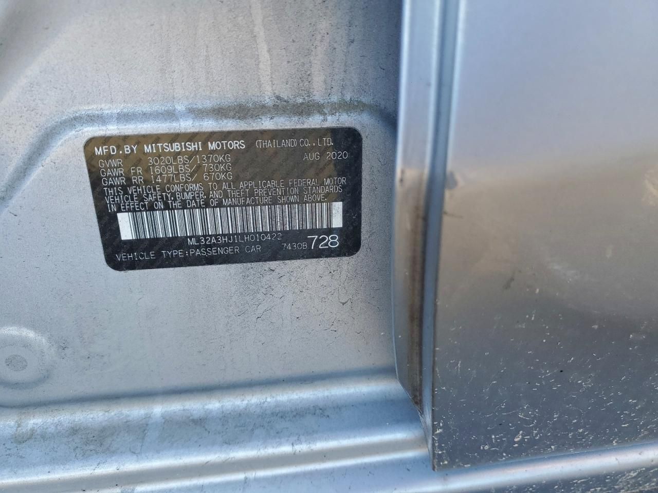 2020 Mitsubishi Mirage es