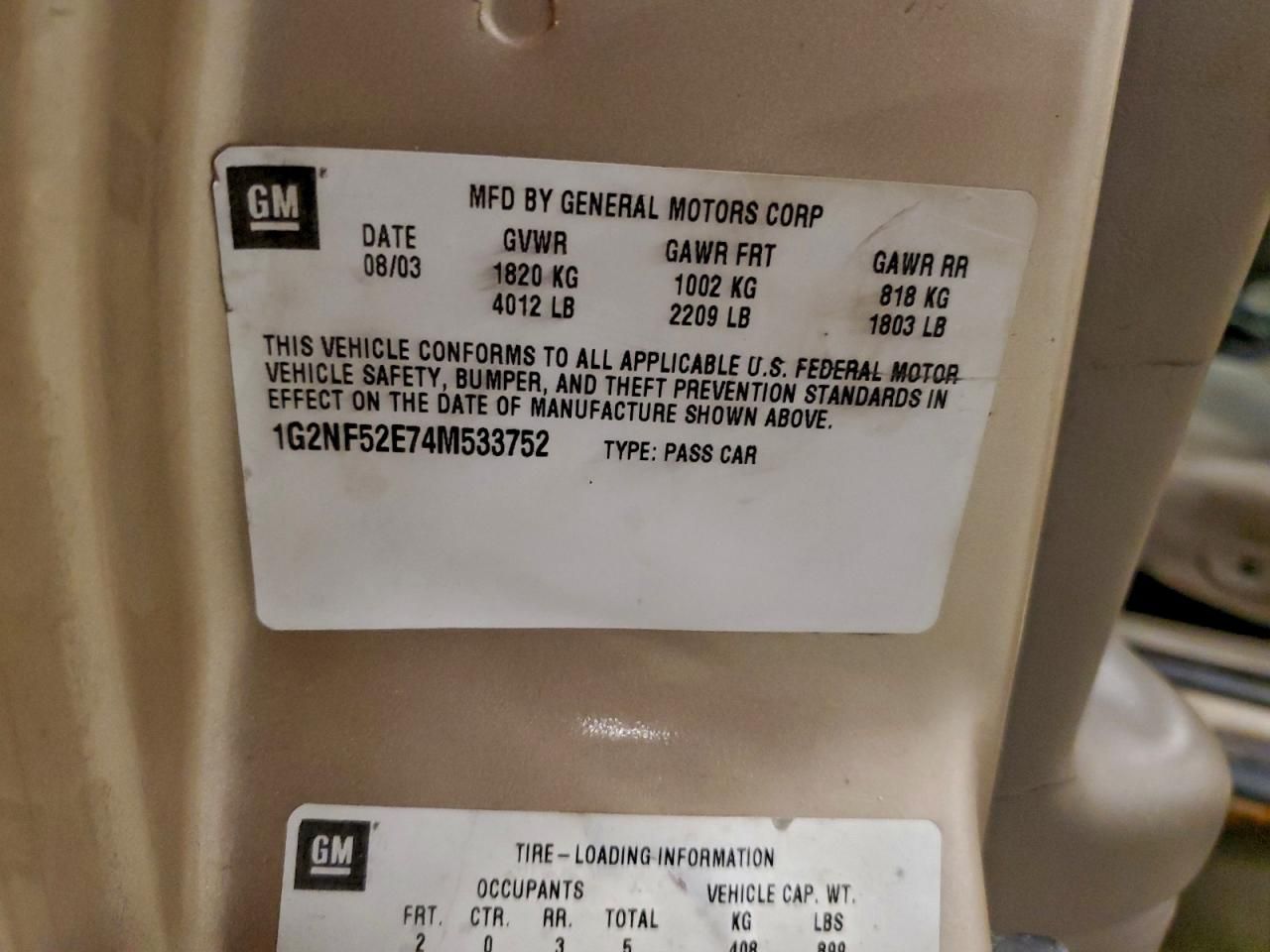 2004 Pontiac Grand am SE1